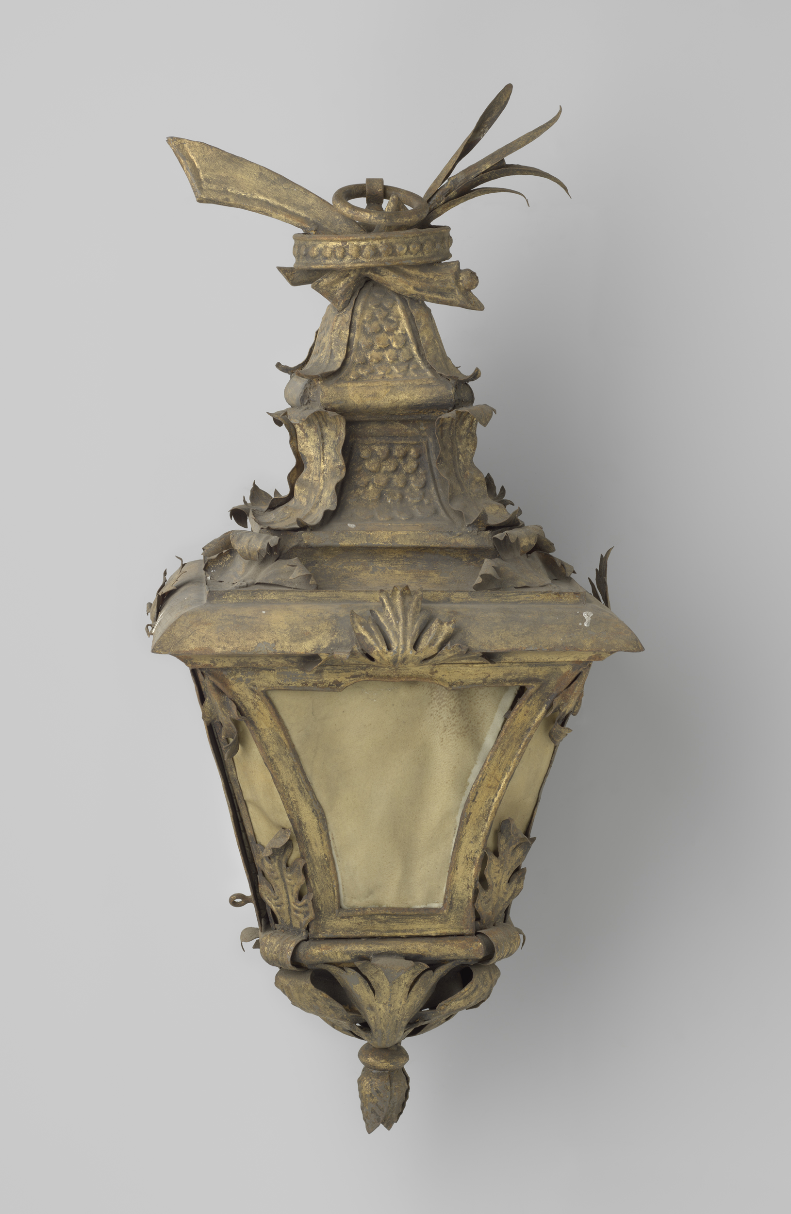 Rococo decorative art lantern by unknown artist, showcasing intricate design and light.