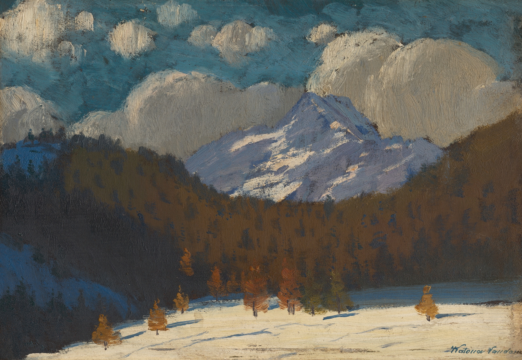 High Tatras in winter by Ferdinand Katona, landscape painting