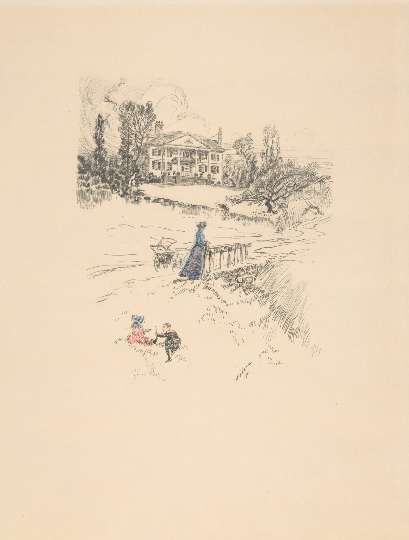 Etching of Jumel Mansion by Charles Frederick William Mielatz