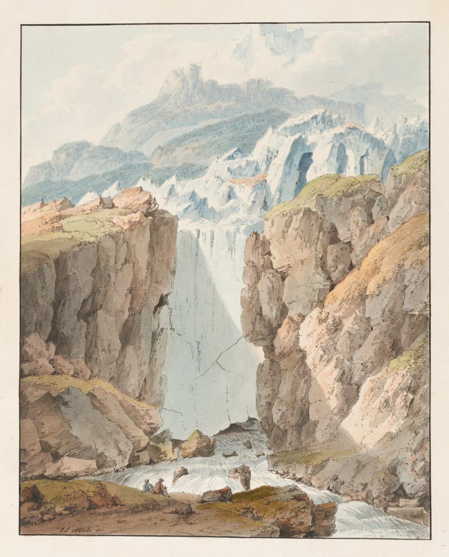 Glacier landscape by Johann Ludwig Aberli, medium unknown