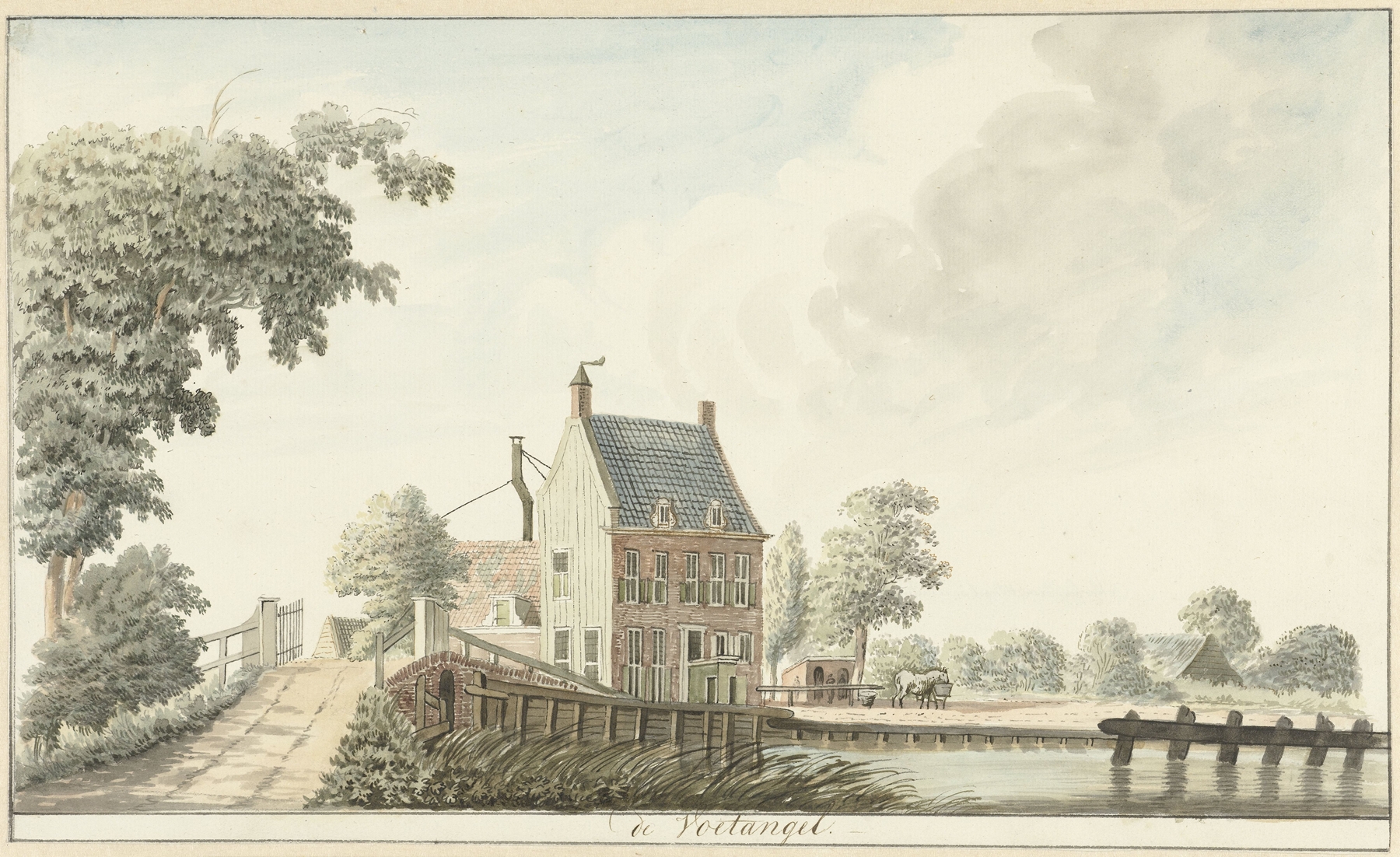 Landscape featuring a quaint inn by Hendrik Tavenier, oil painting