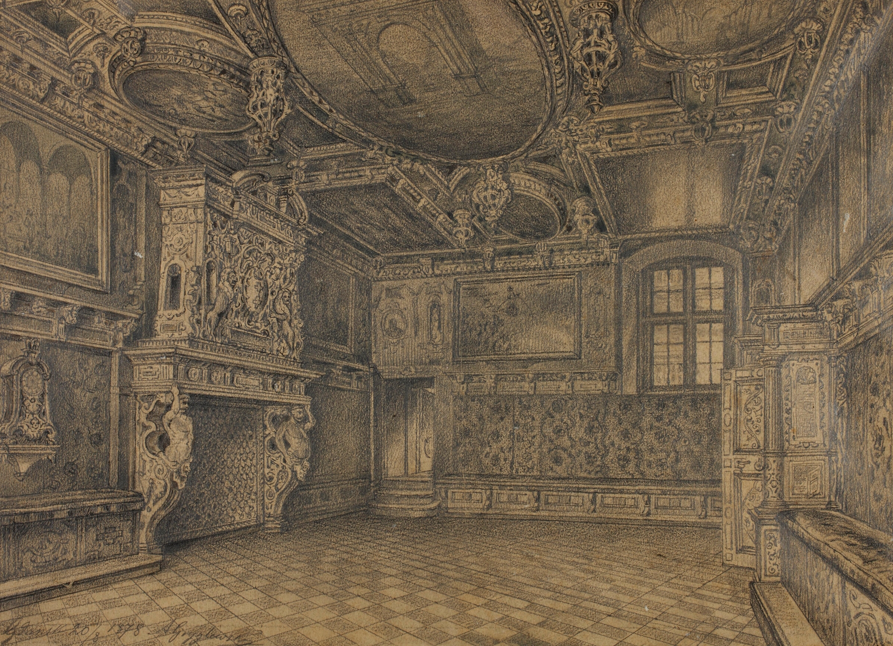 Interior of the Town Hall in Gdansk, oil on canvas by Aleksander Gryglewski