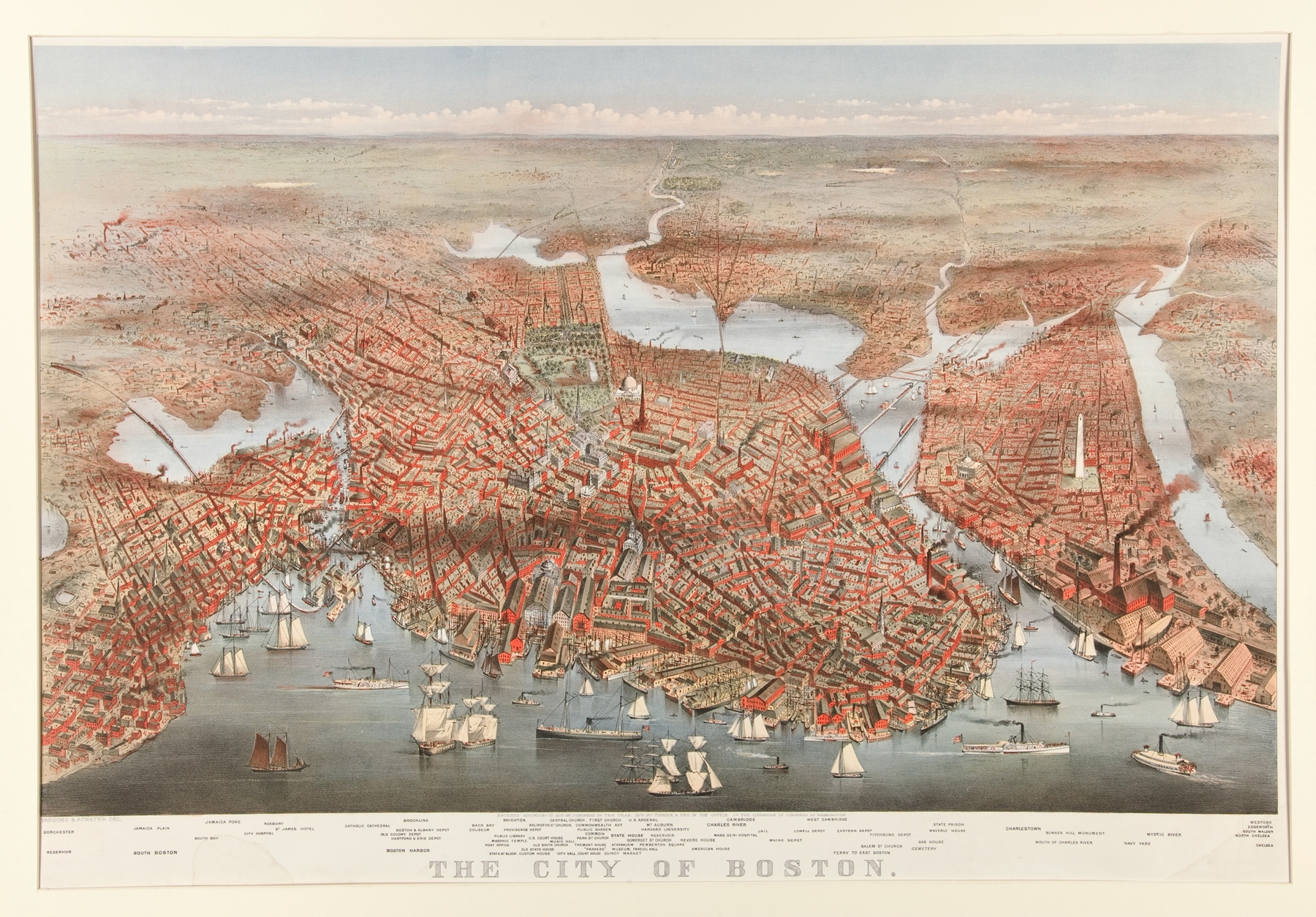 The City of Boston by Lyman W. Atwater, realism, depicting a city skyline.
