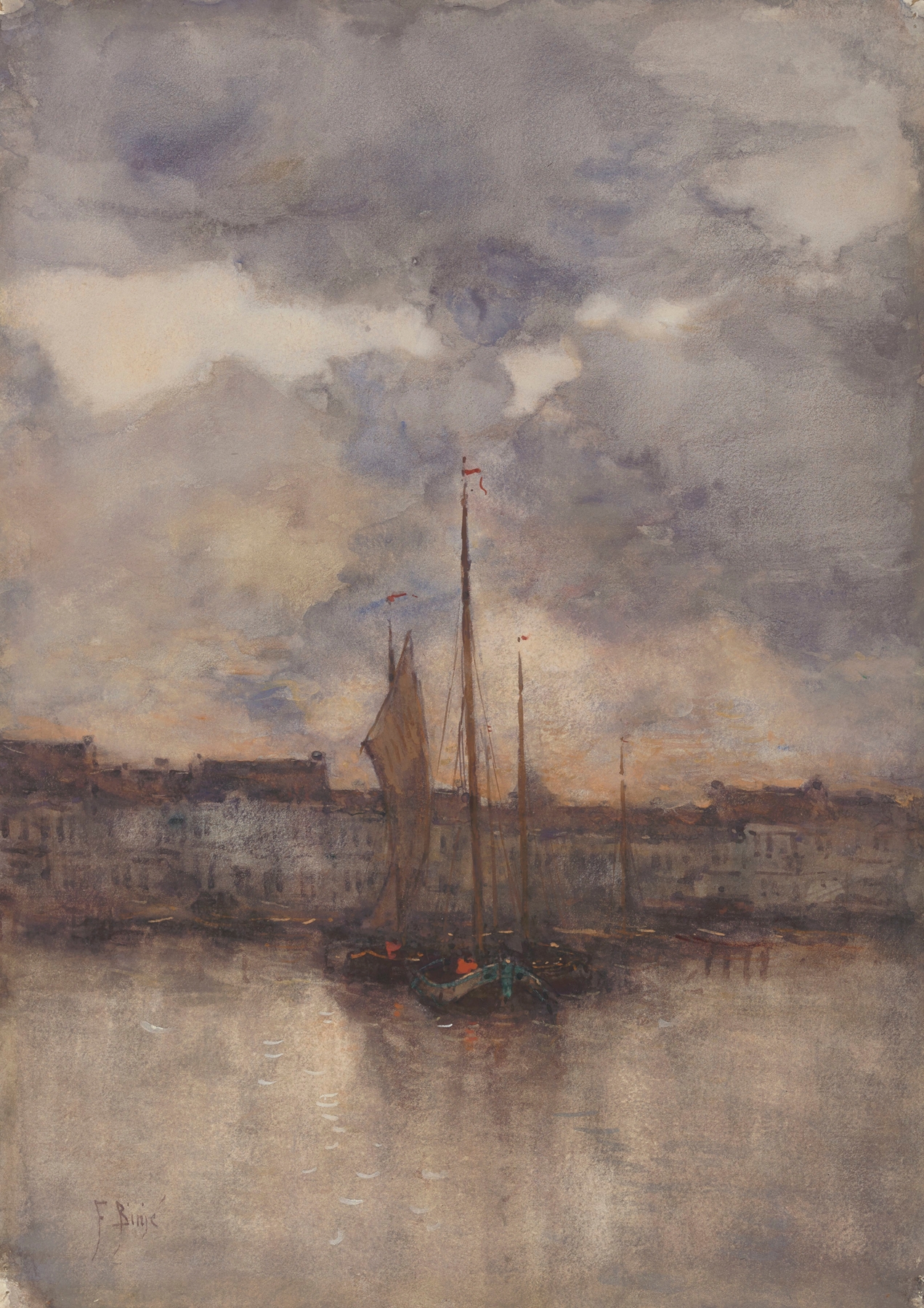 Abstract oil painting by Frantz Binjé depicting twilight and shadows.