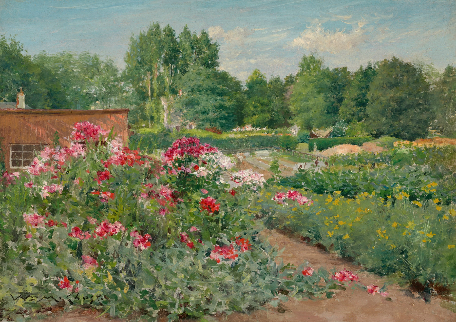 Flower Beds, Central Park, by William Merritt Chase, public domain