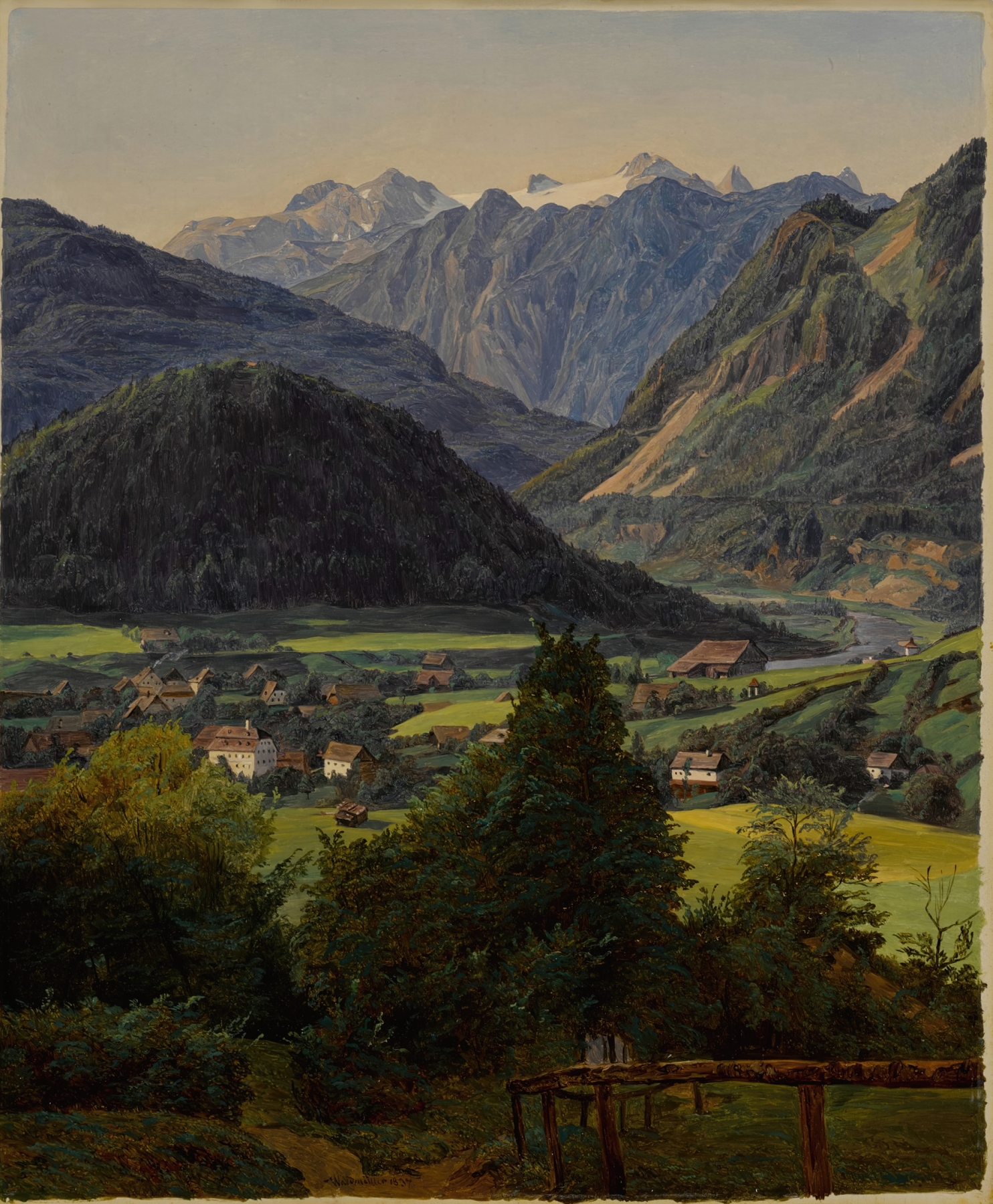 The Dachstein seen from the Sophienplatz, by Ferdinand Georg Waldmüller, public domain