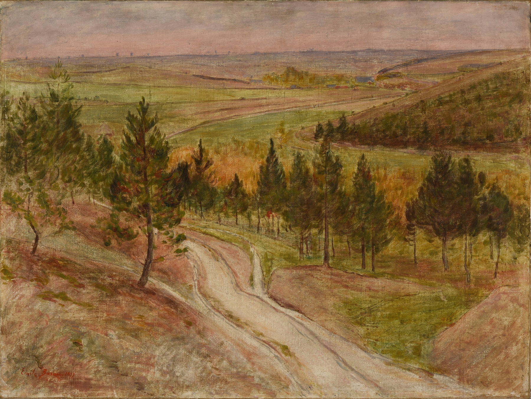 Landscape with wildflowers and grass by Émile Barau, oil painting