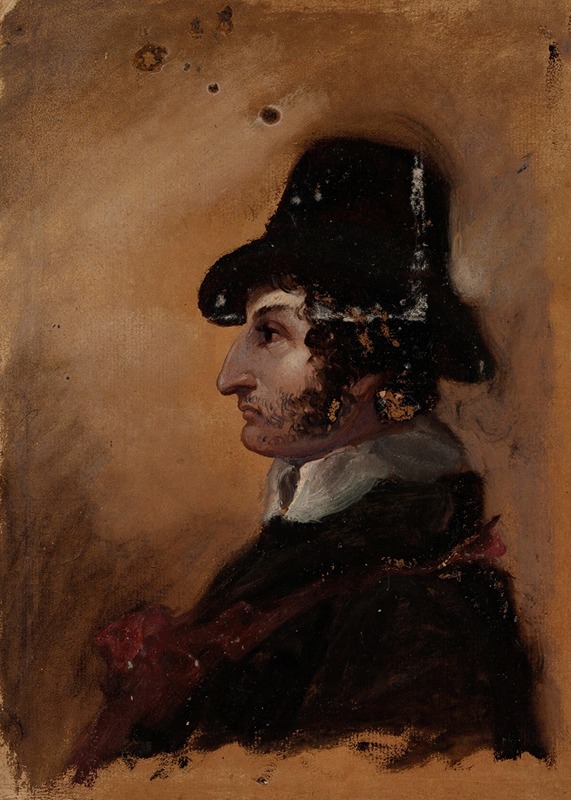 A portrait of a man wearing a high hat by Thomas Cole.
