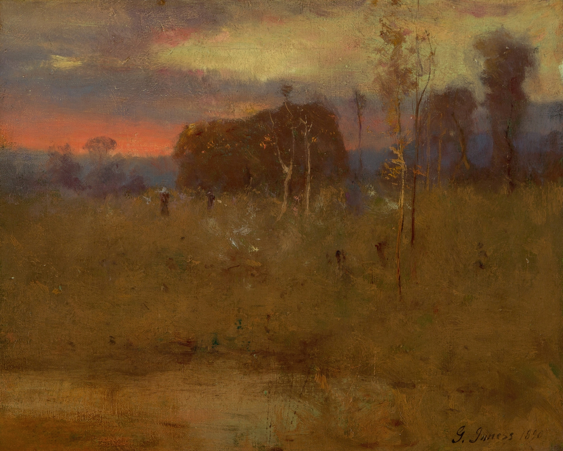 Afterglow on the Meadow, oil on canvas by George Inness, depicting a twilight meadow.