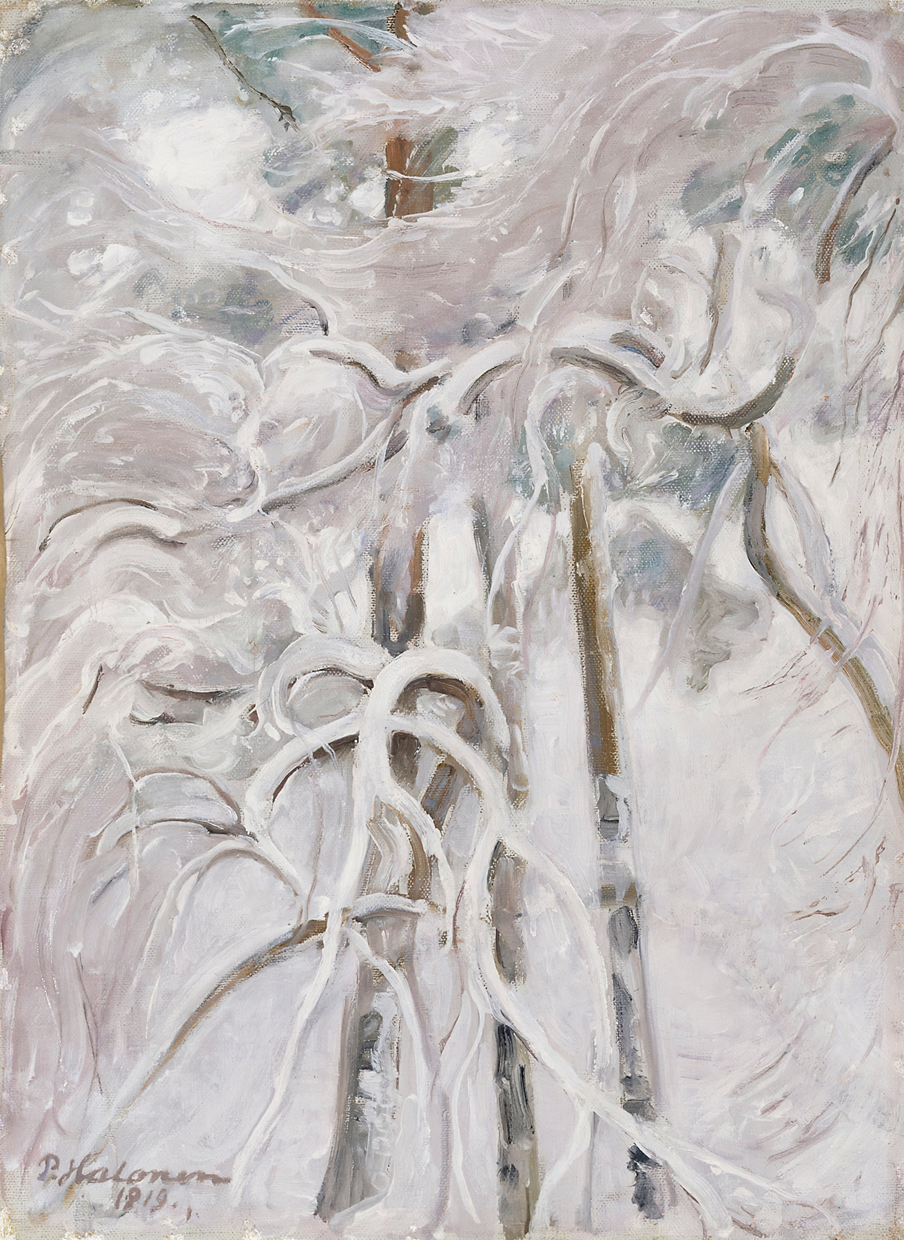 Snow-decked Pine, by Pekka Halonen, public domain