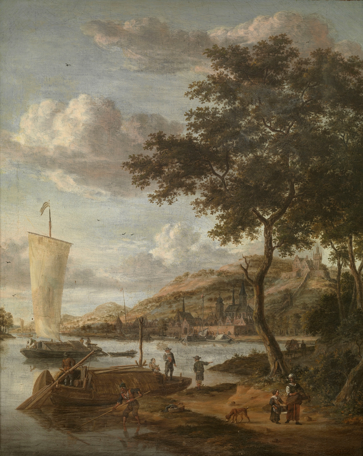 Landscape depicting the Necker River by Jacobus Storck, oil painting