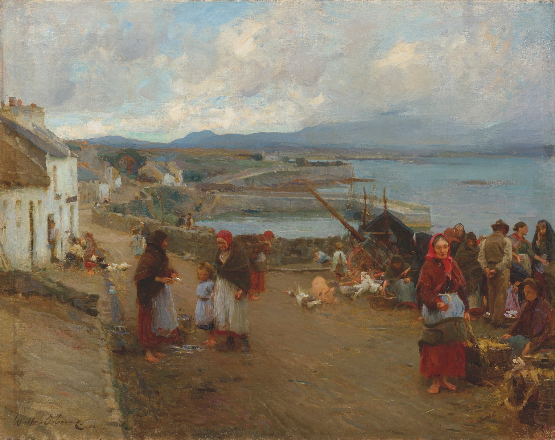 Life in Connemara, a Market Day by Walter Frederick Osborne, oil on canvas depicting a market scene