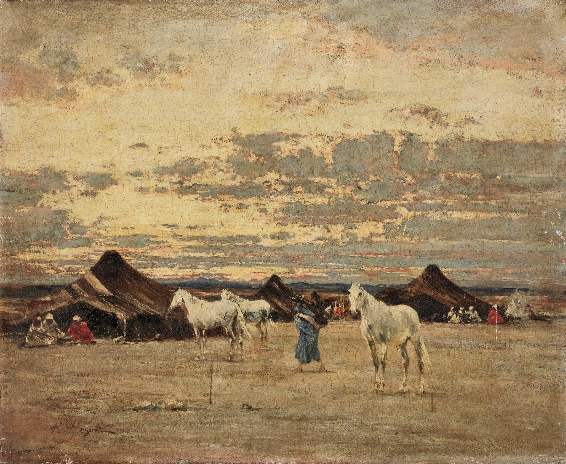Settlement At Dawn, by Victor Huguet, public domain