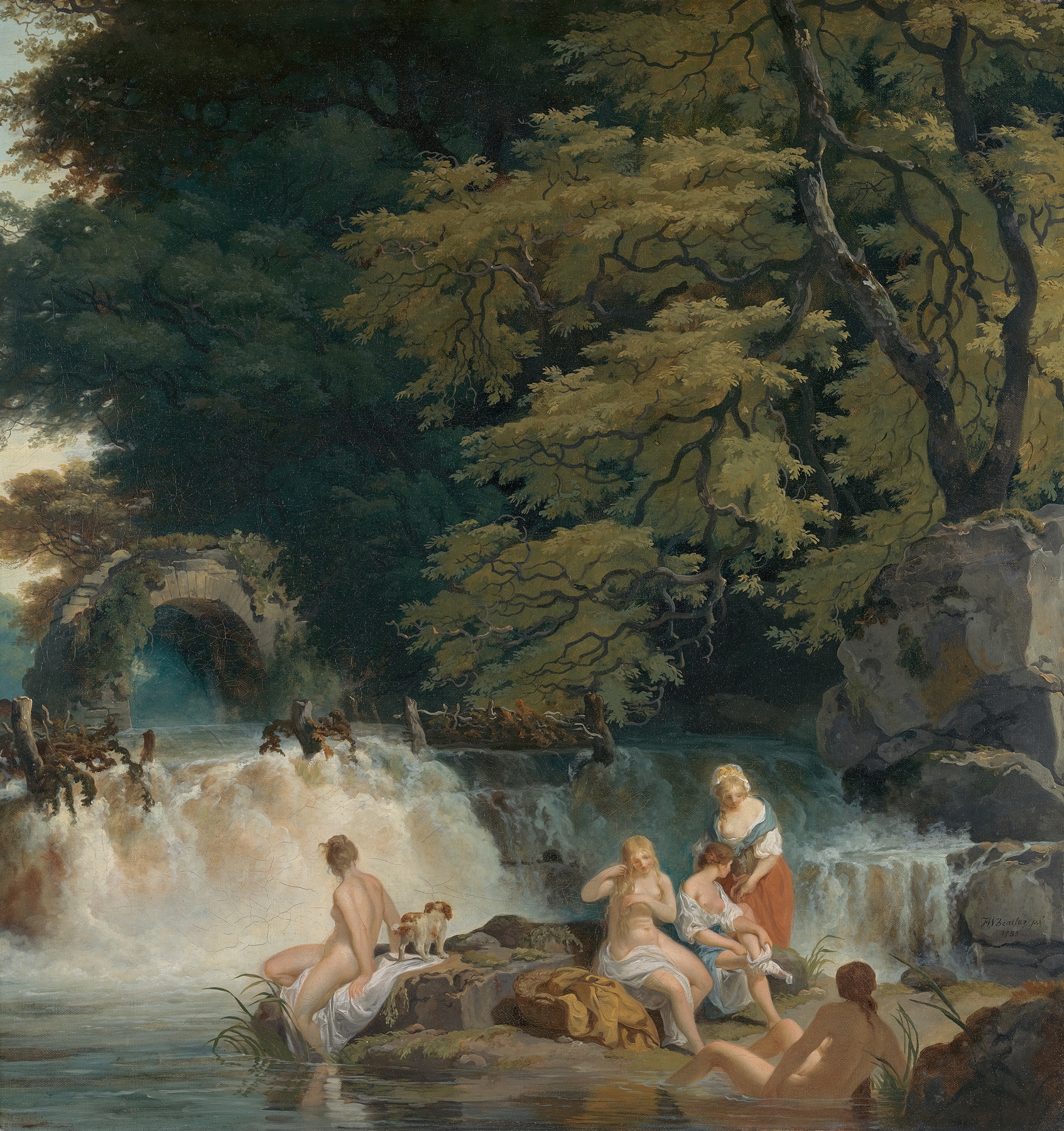The Salmon Leap, Leixlip, by Francis Wheatley, public domain