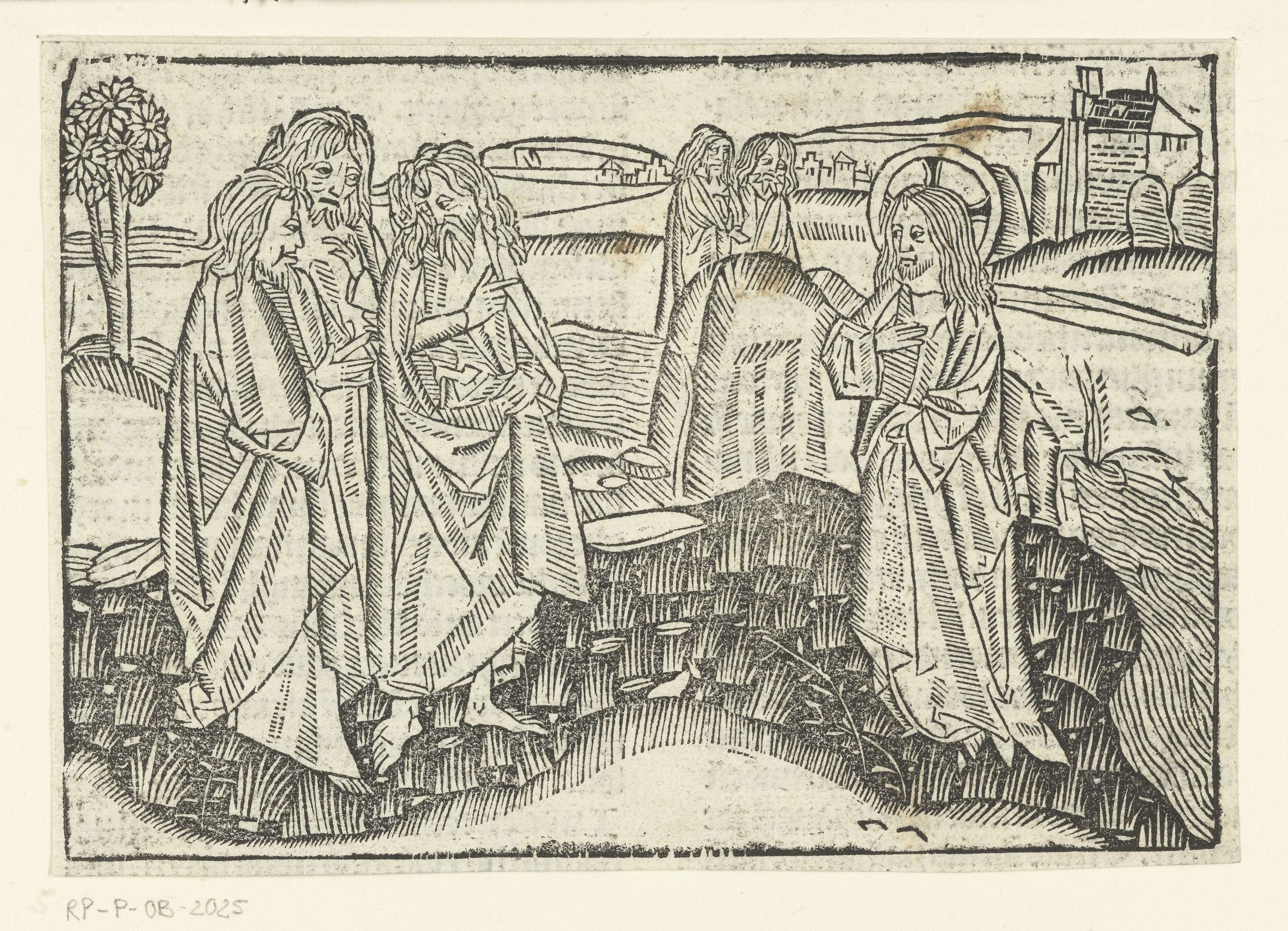 Religious scene with Christ and disciples, paper by Master of Delft