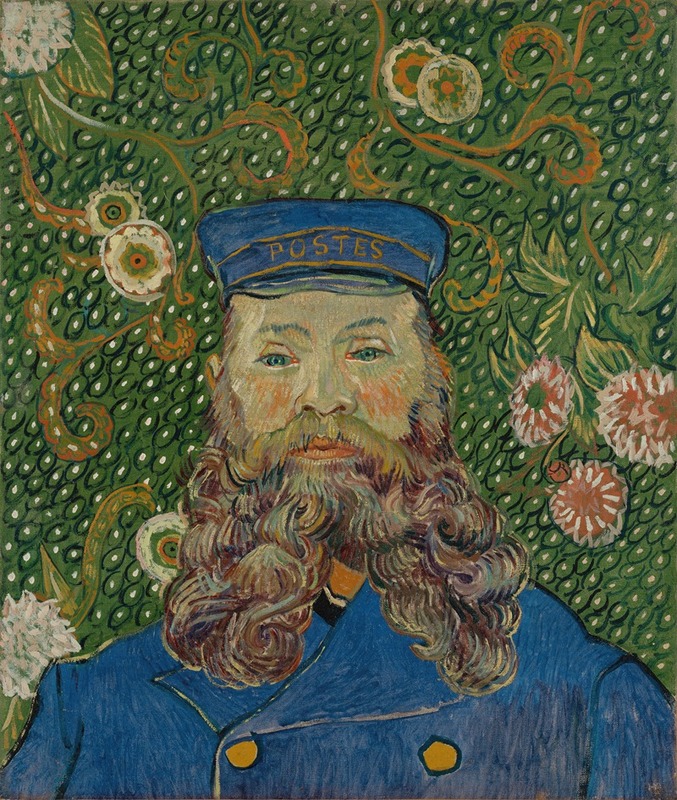 Vincent van Gogh's 'Portrait of Joseph Roulin' captures the essence of a postman with vibrant colors.