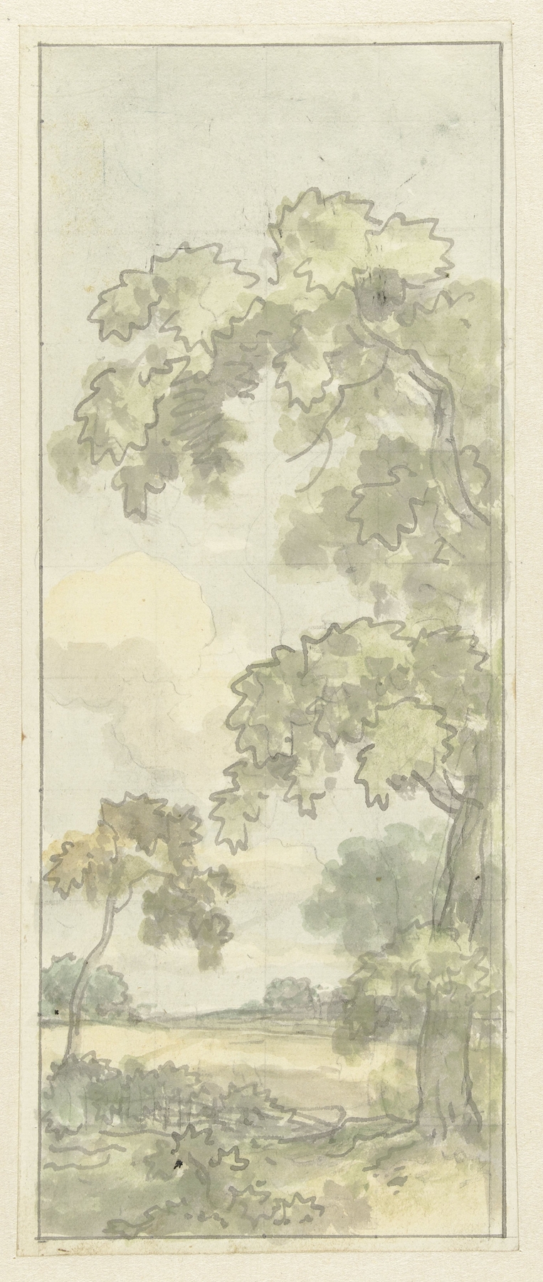 Ontwerp voor wandschildering met Hollands landschap, by Jurriaan Andriessen, public domain