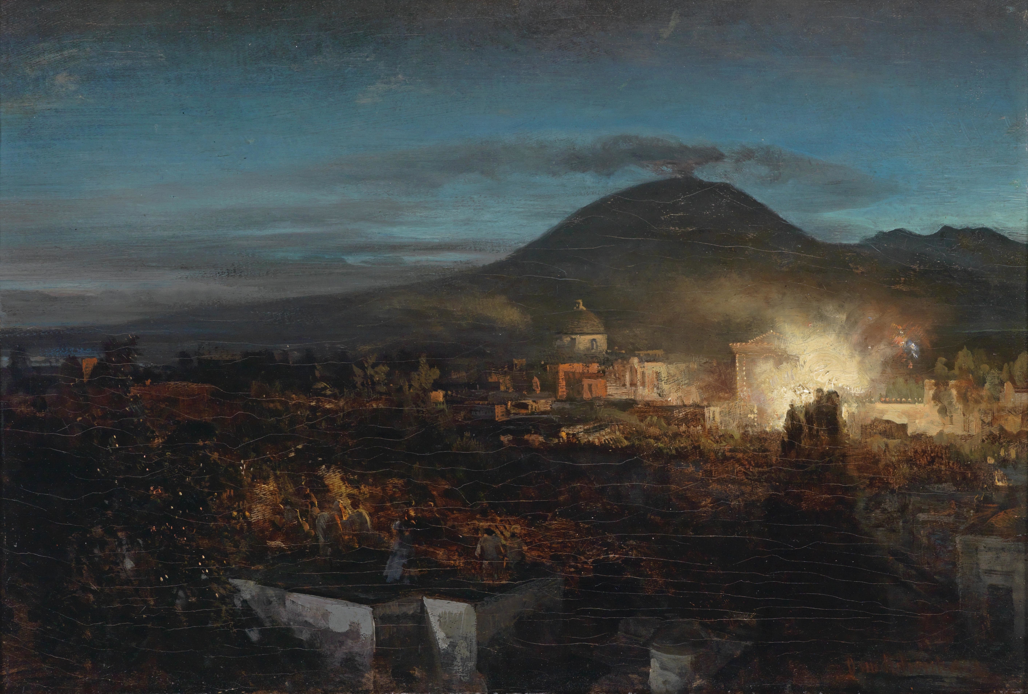 Feuerwerk In Toree Dell Annunziata, by Oswald Achenbach, public domain