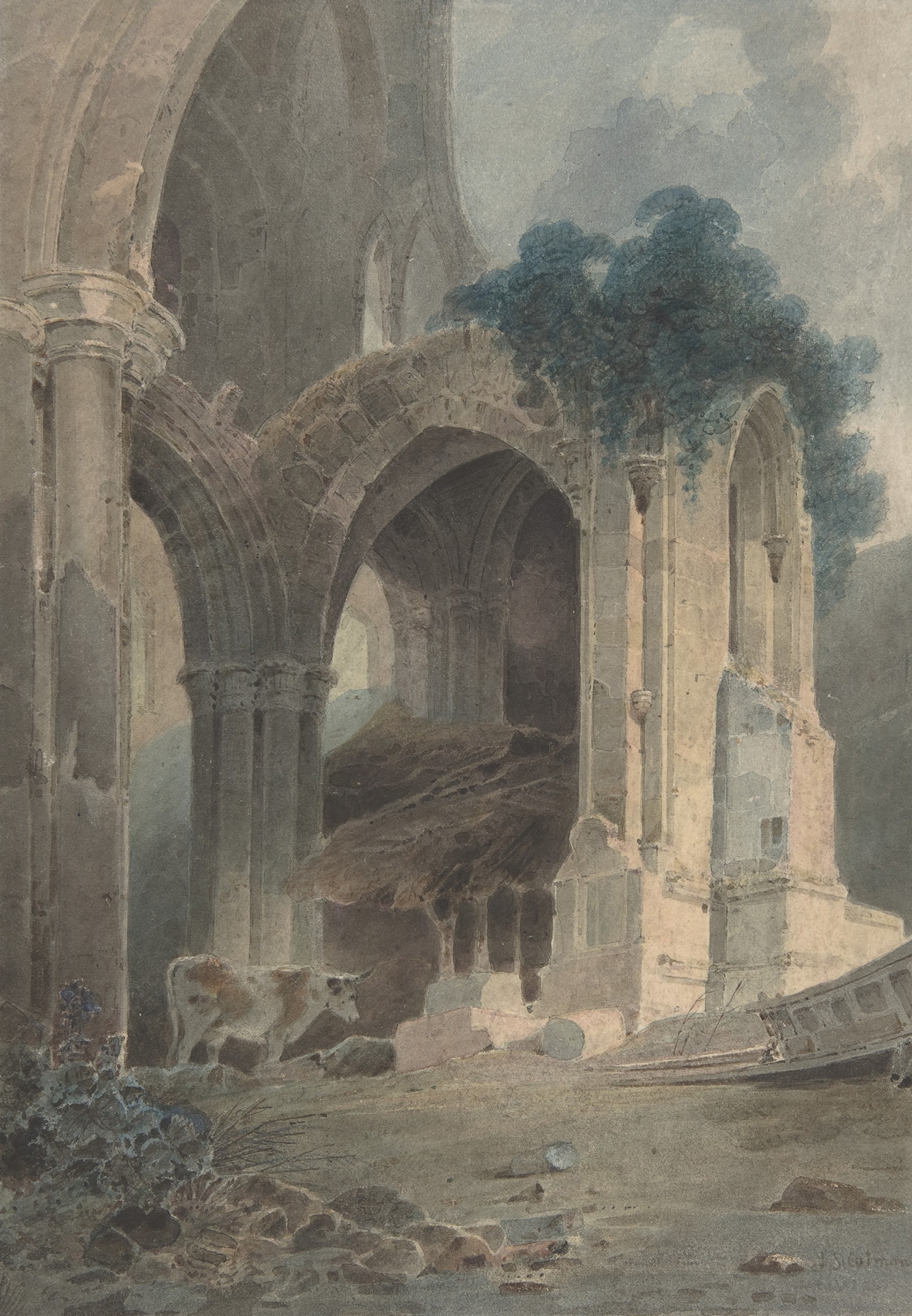 Rievaulx Abbey, Yorkshire, by John Sell Cotman, public domain