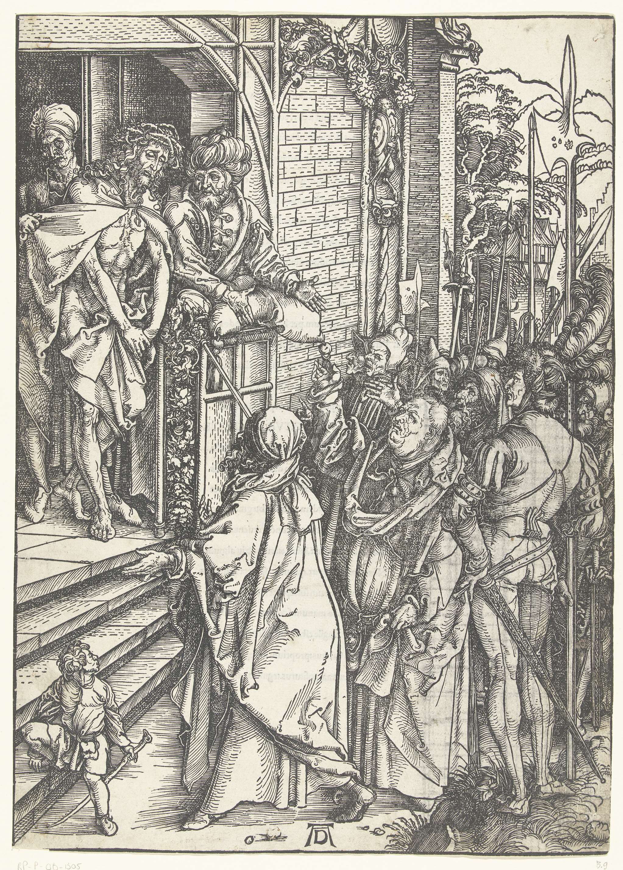 Christus aan het volk getoond (Ecce homo), by Albrecht Dürer, public domain
