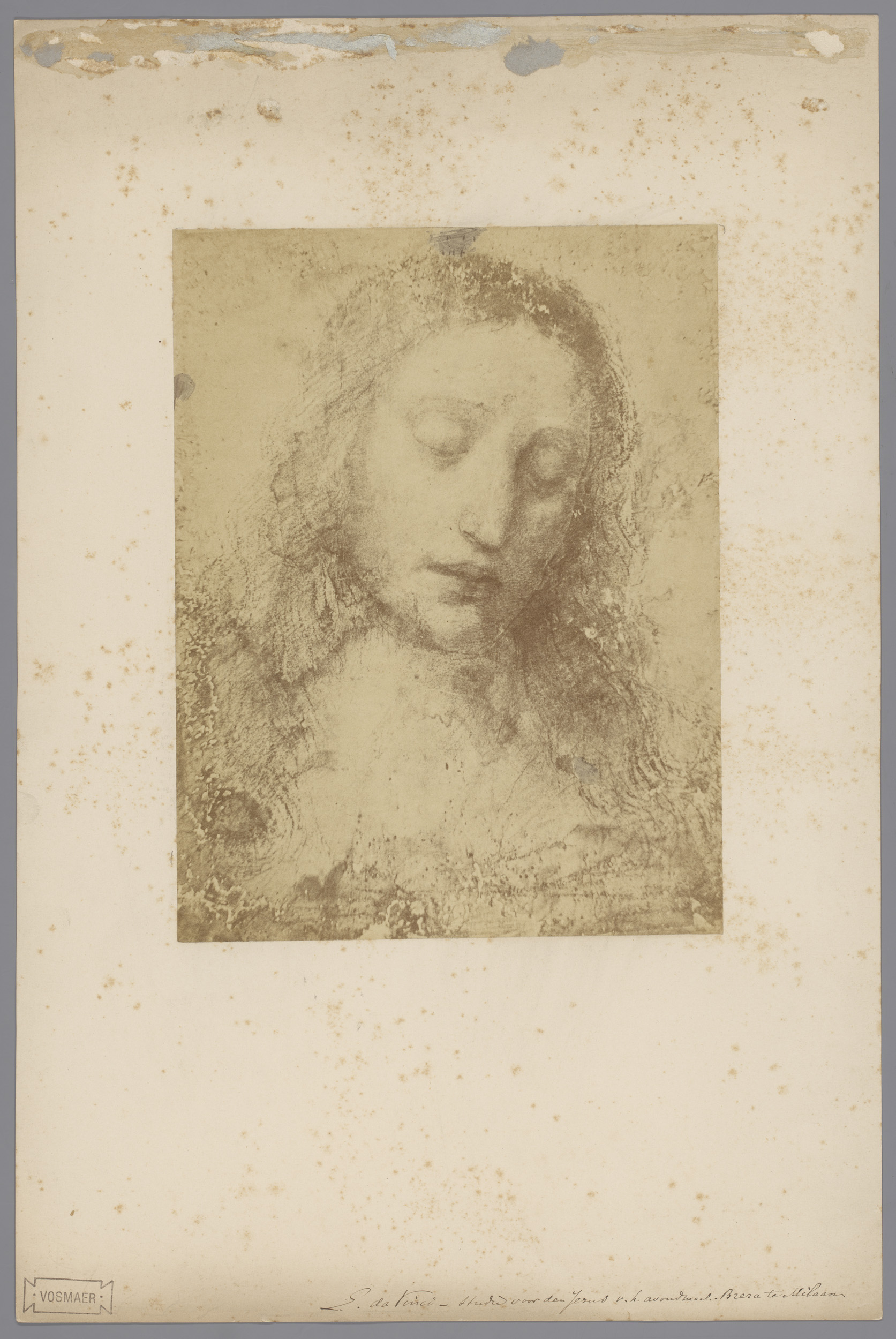 Albumen print of Jesus' face by Pompeo Pozzi