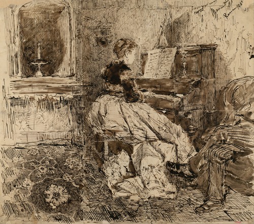 Cecilia de Madrazo plays the piano, surrounded by a warm and inviting interior.