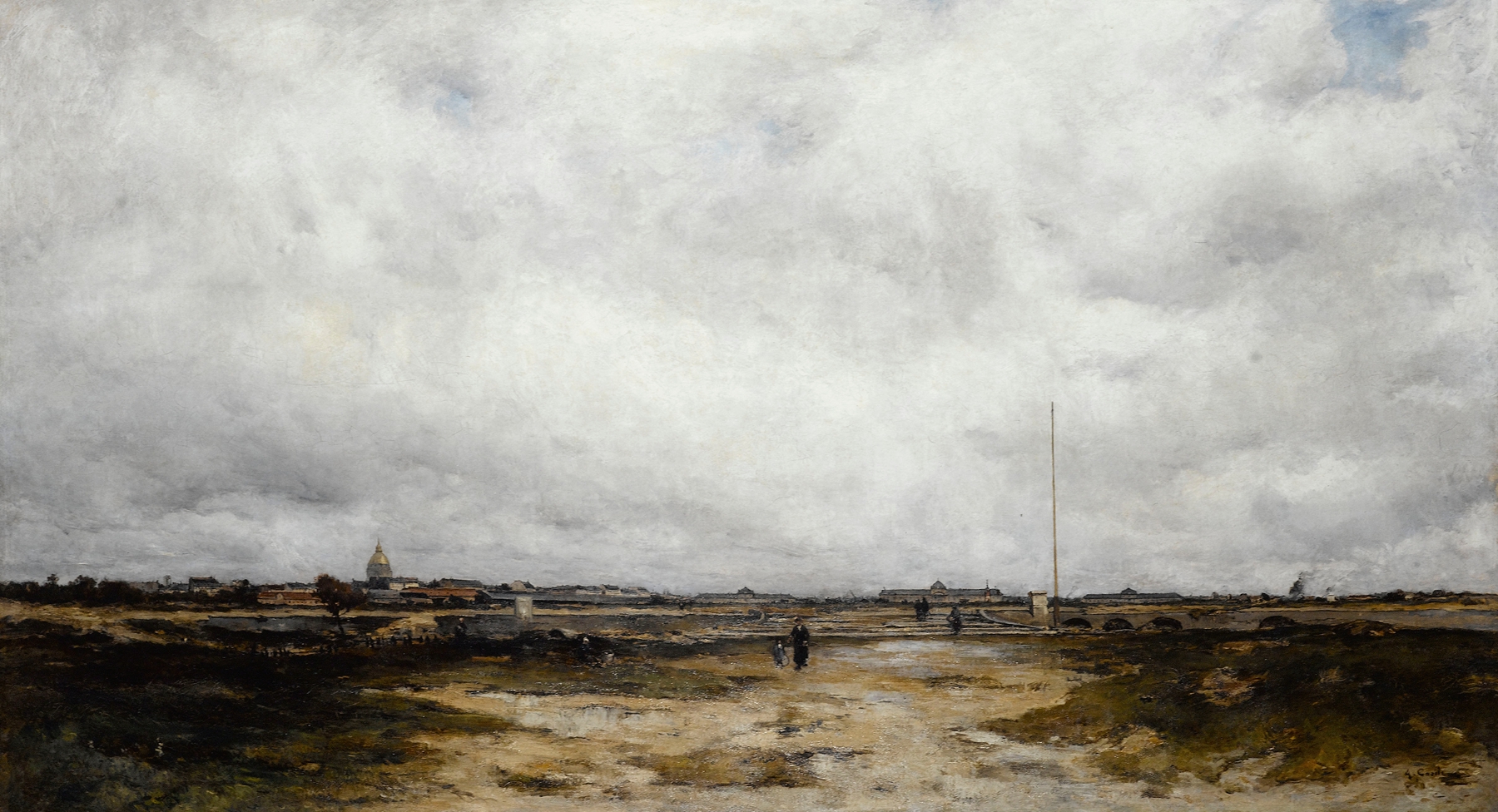 Landscape at dawn depicting the Champ-de-Mars by Alfred Casile, Impressionism