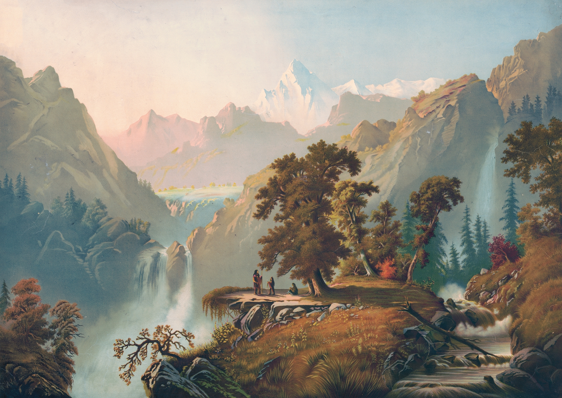 Freemont’s Peak landscape with mountains and golden light, unknown artist