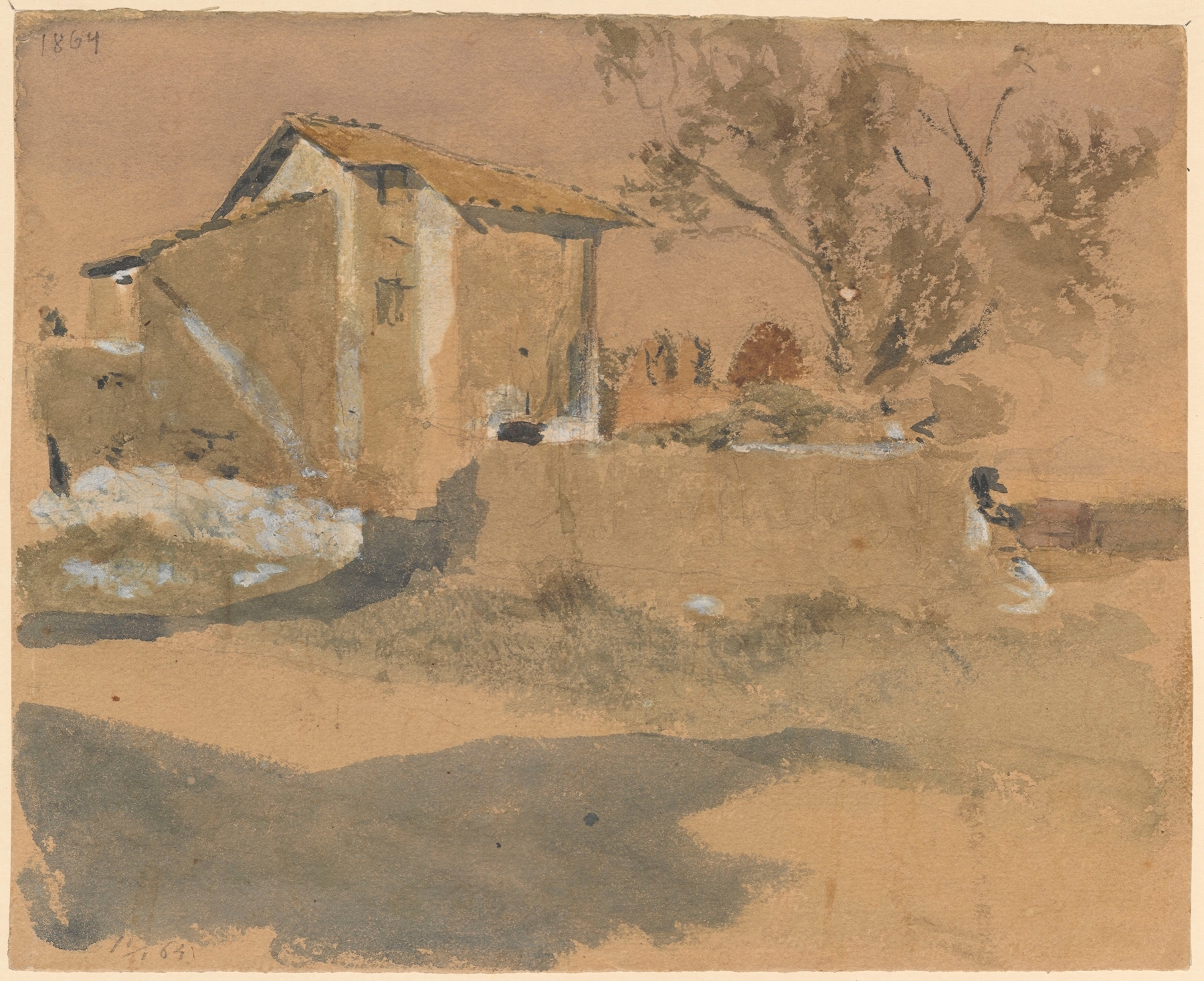 Landscape depicting Italian farmland by Johannes Graf, oil painting