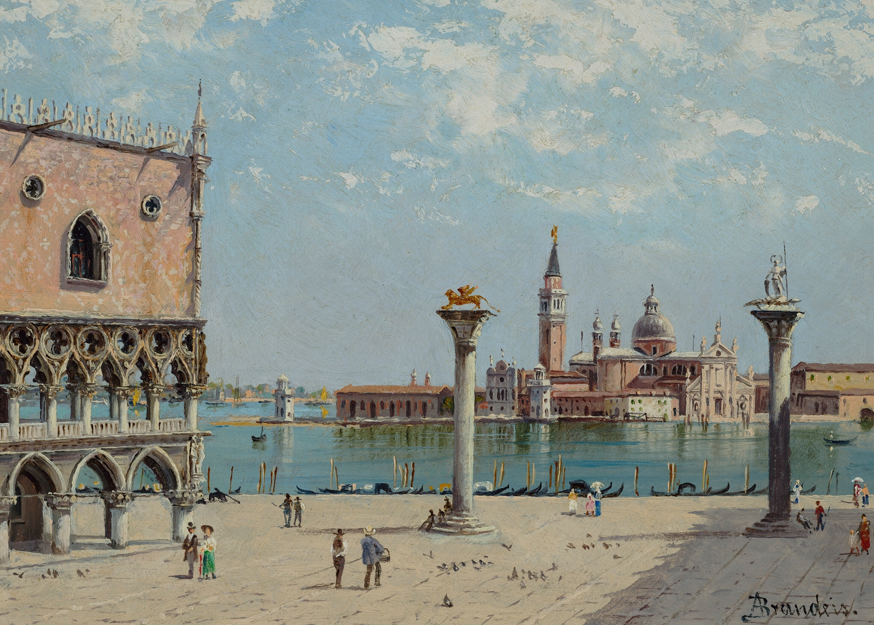 St Mark’s Square by Antonietta Brandeis, Impressionism, depicting lively figures and architecture.