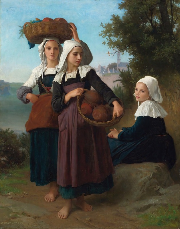 Fouesnant Girls Returning From The Market by William Bouguereau