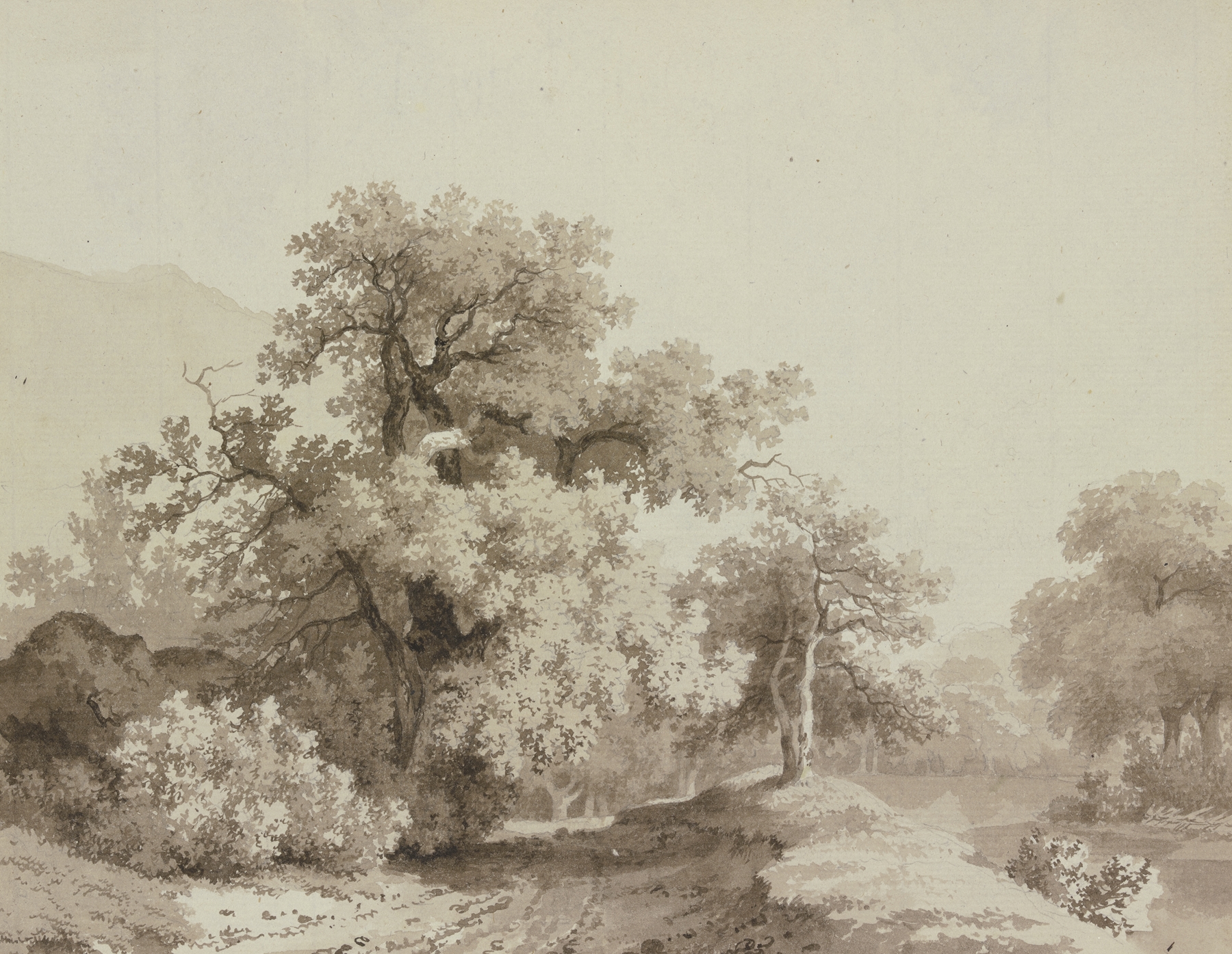 Landscape with large trees by Jean-Jacques de Boissieu, oil painting.