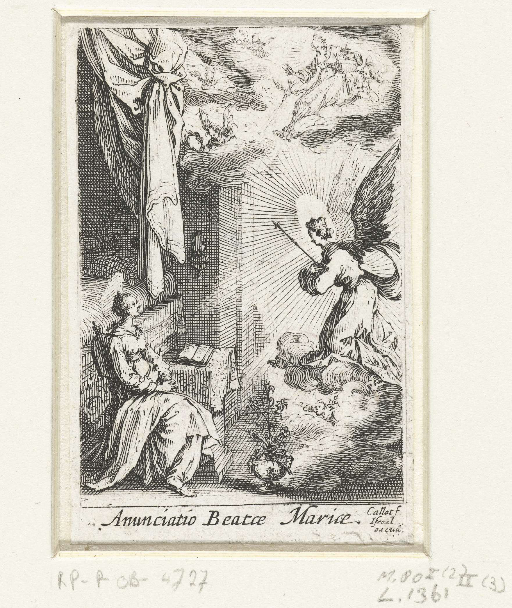Annunciatie, by Jacques Callot, public domain