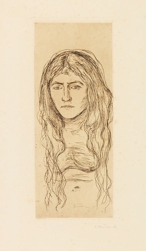 This painting depicts a woman with long hair, embodying themes of beauty and emotion.