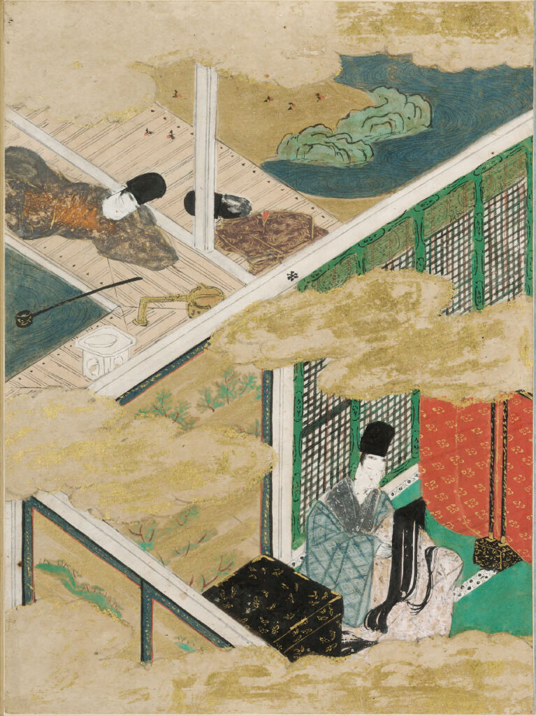 The Broom Tree (Hahakigi), Illustration to Chapter 2 of the Tale of Genji (Genji monogatari), by Tosa Mitsunobu, public domain