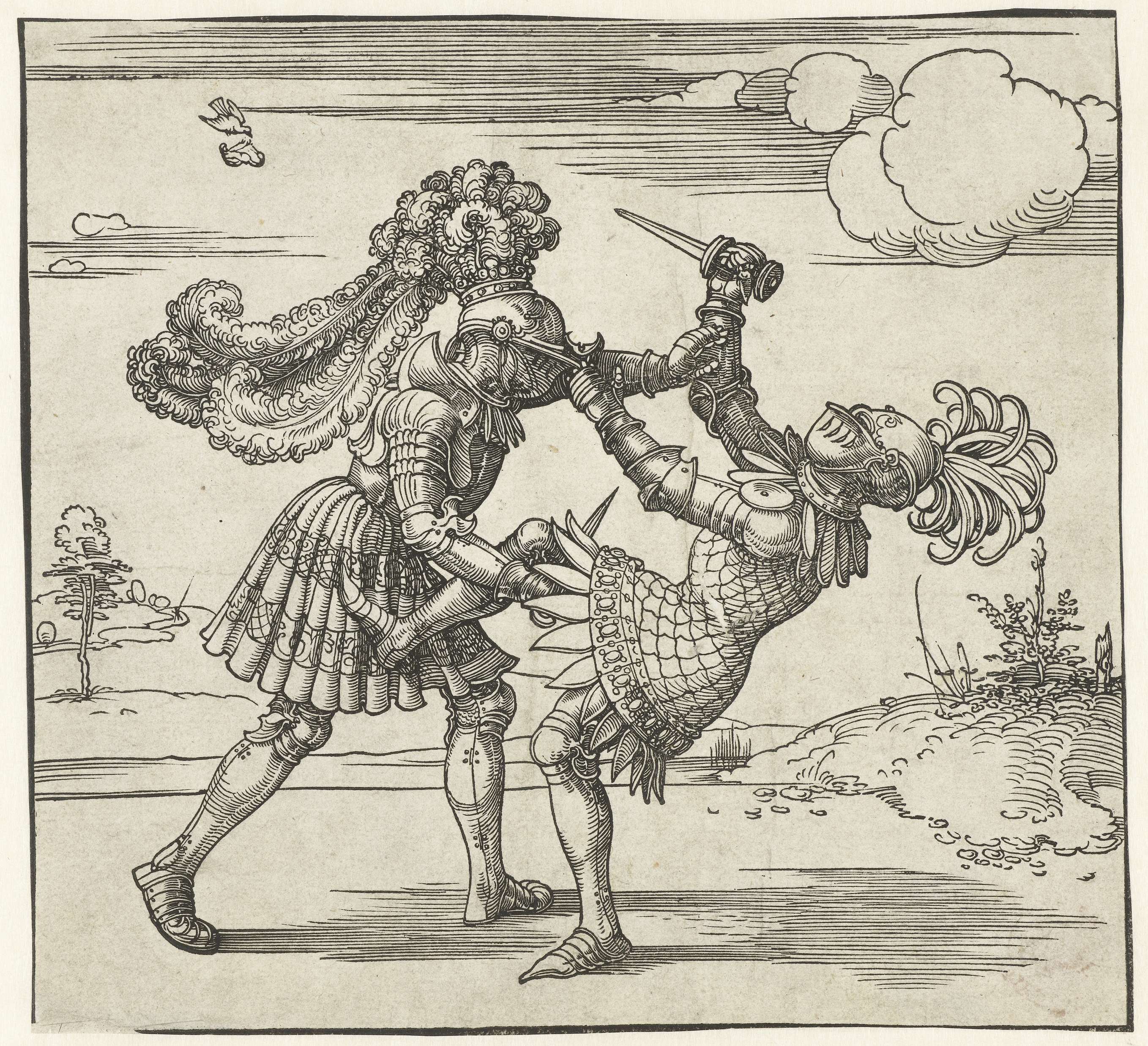 Twee ridders in gevecht, by Albrecht Dürer, public domain