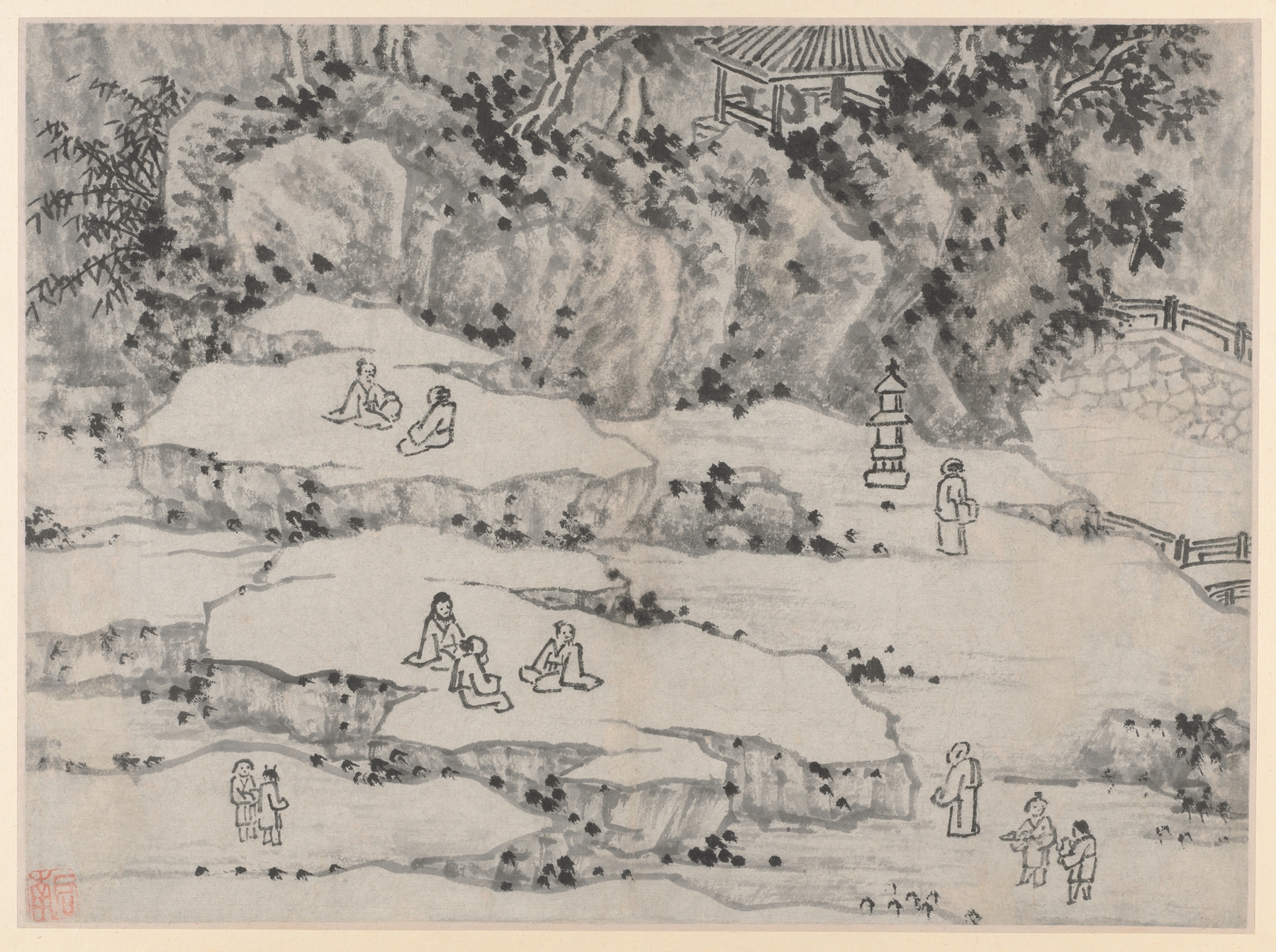 The Nodding Stone Terrace, Tiger Hill, and the Thousand-Man Seat, from Twelve Views of Tiger Hill, Suzhou, by Shen Zhou, public domain