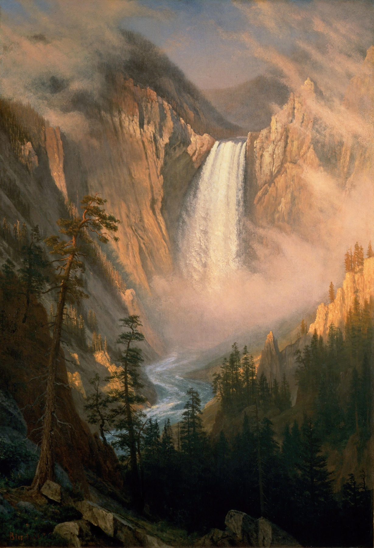 Yellowstone Falls, by Albert Bierstadt, public domain