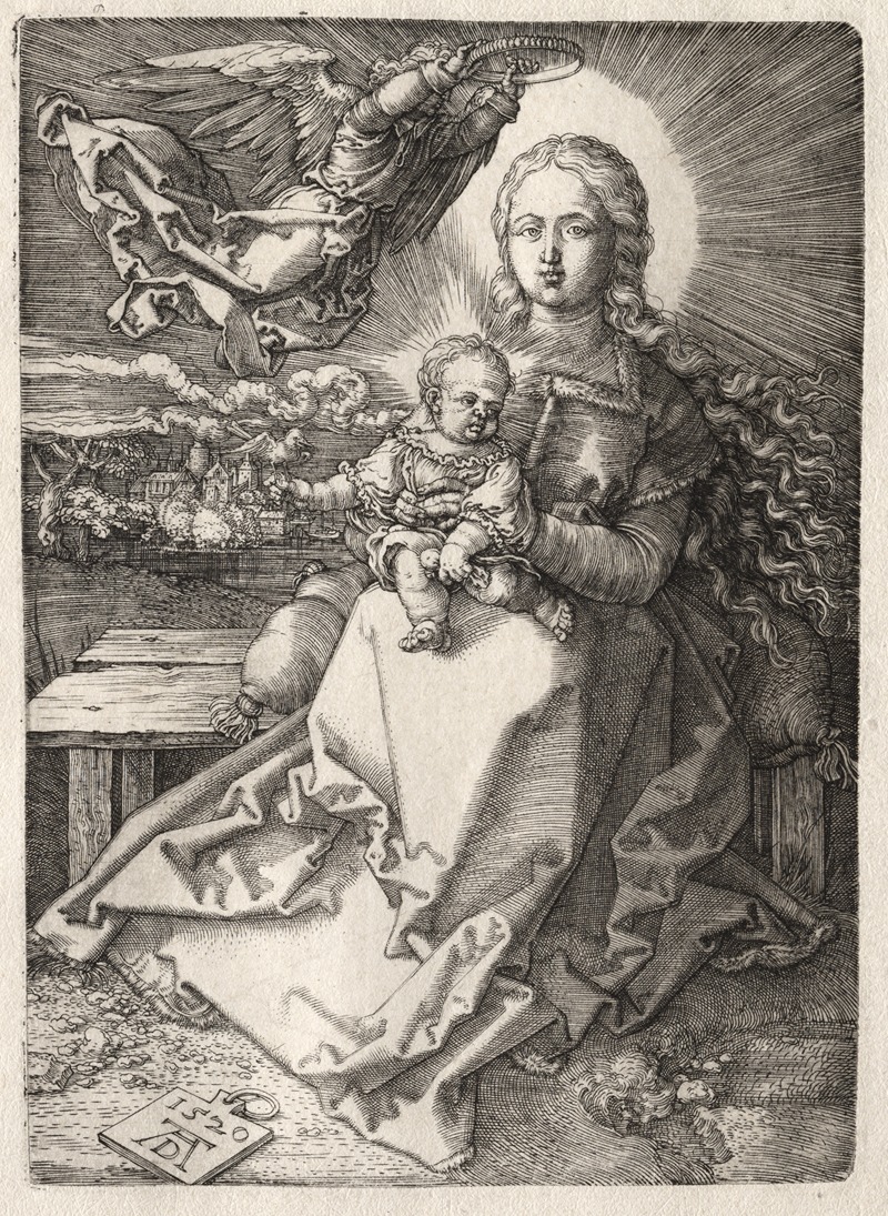 This painting depicts the Virgin Mary being crowned by an angel.