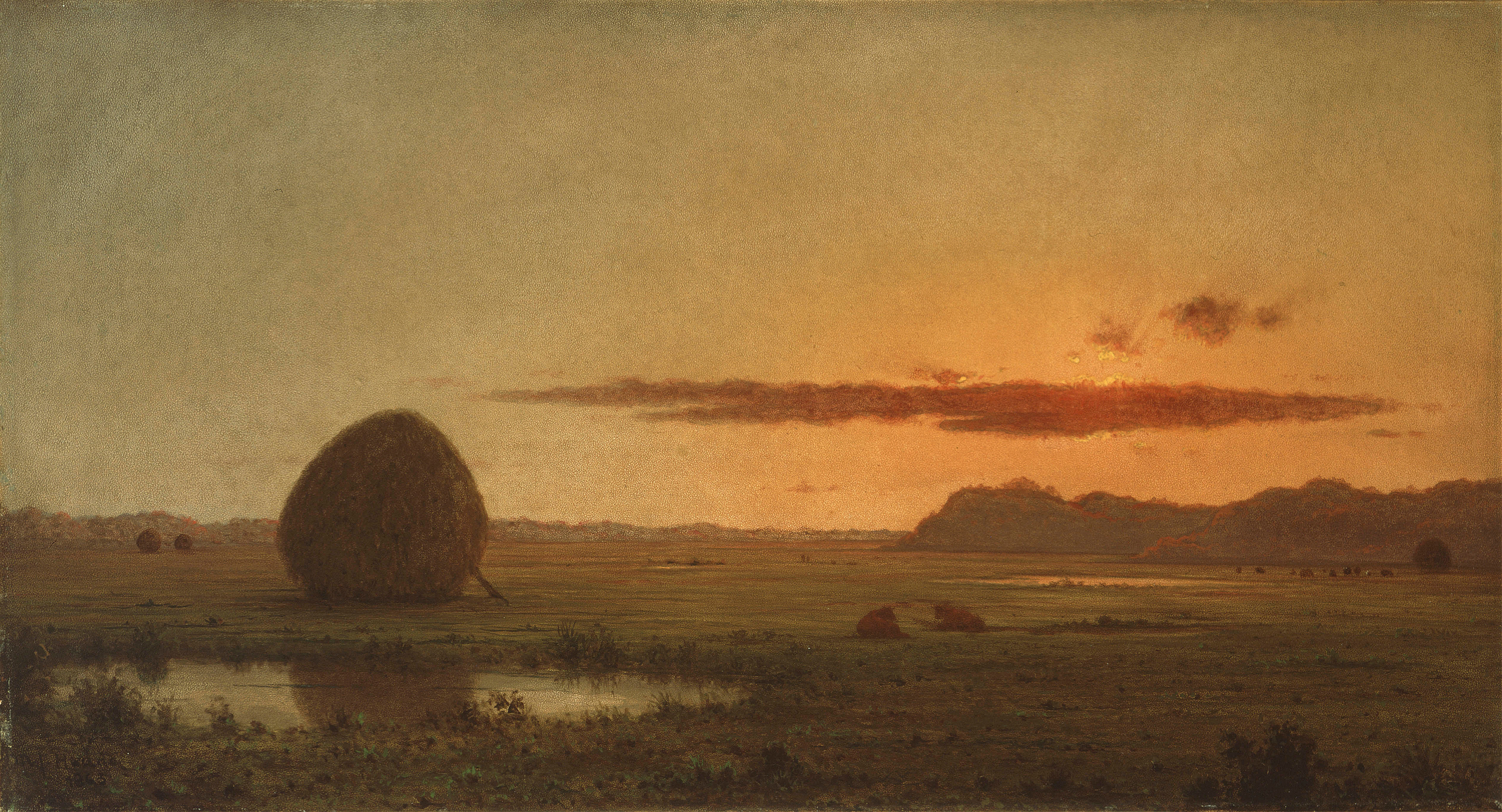 Sunset, Newburyport Meadows, by Martin Johnson Heade, public domain