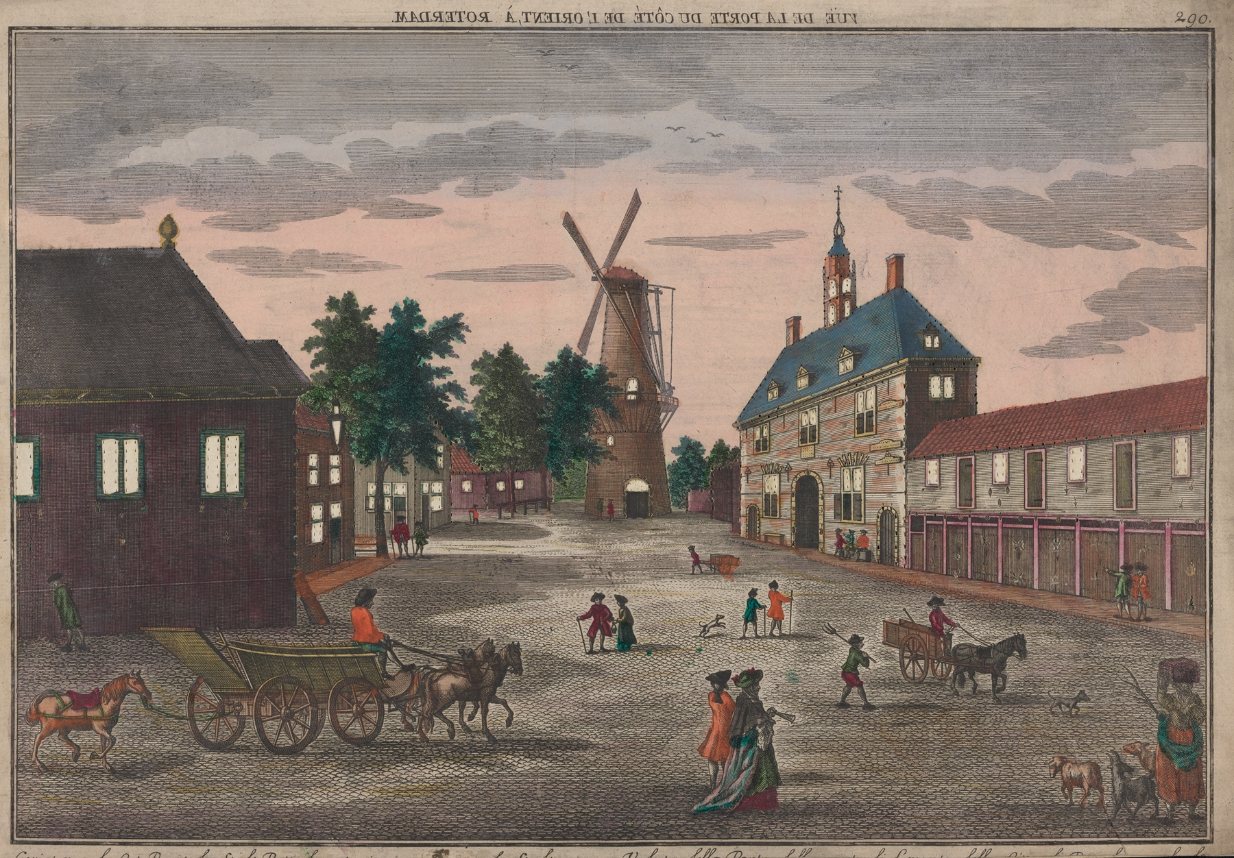 Cityscape of Rotterdam's eastern entrance by Georg Balthasar Probst, medium unknown