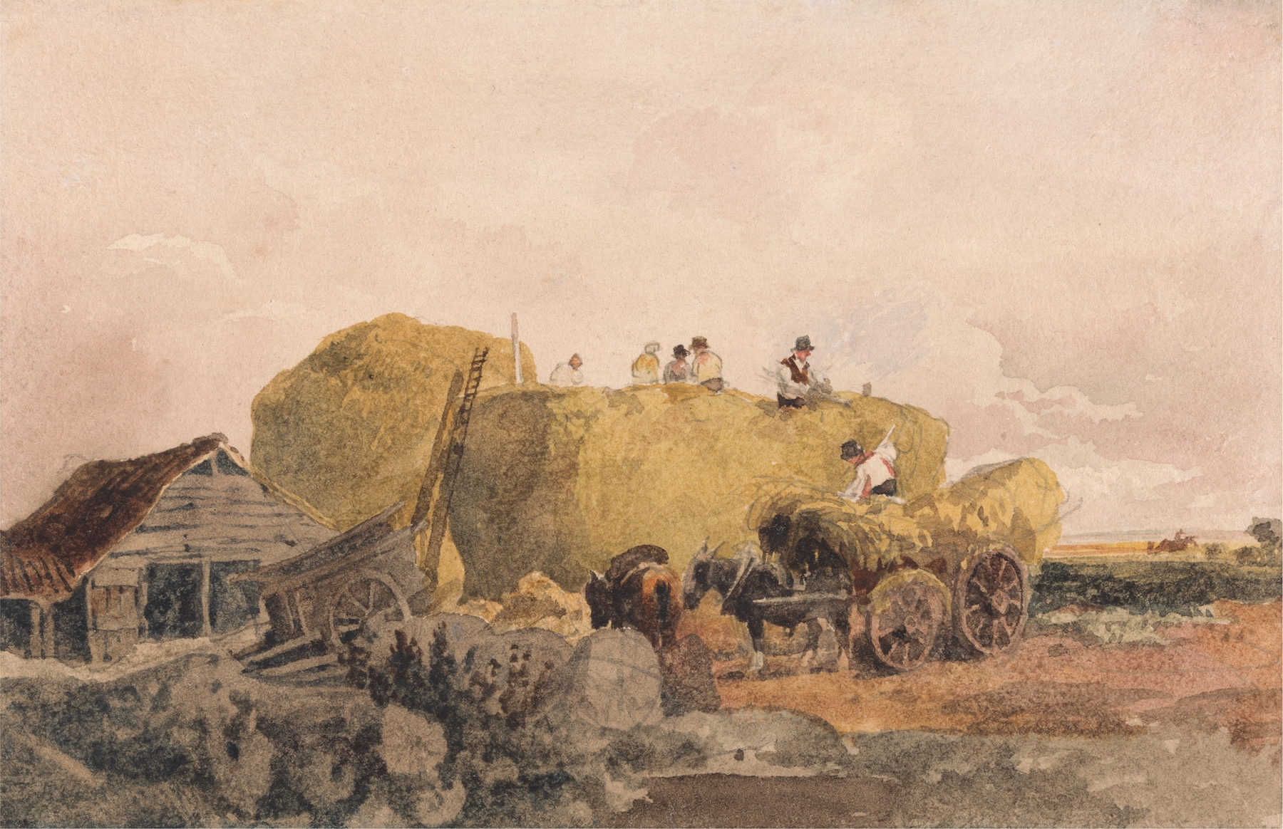 Building a Hayrick., by Peter DeWint, public domain