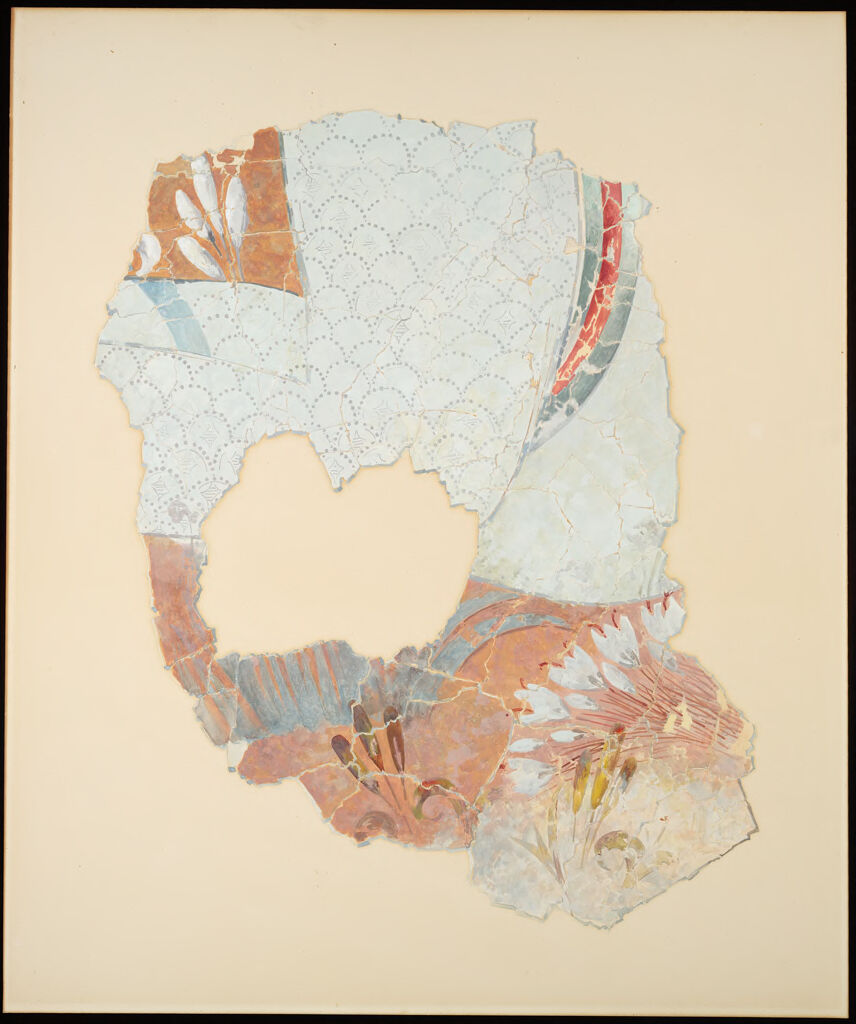 Watercolour by Emile Gilliéron depicting a kneeling figure from Minoan culture.