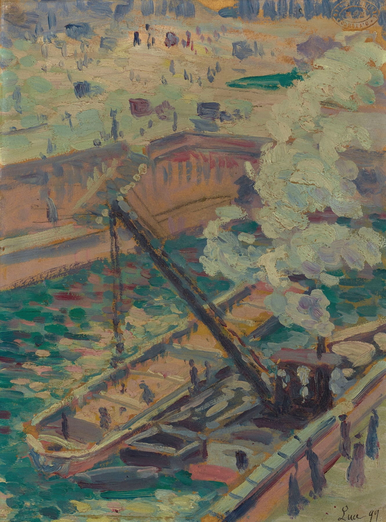 Pochade pour Notre-Dame by Maximilien Luce, oil on canvas depicting Notre-Dame architecture.