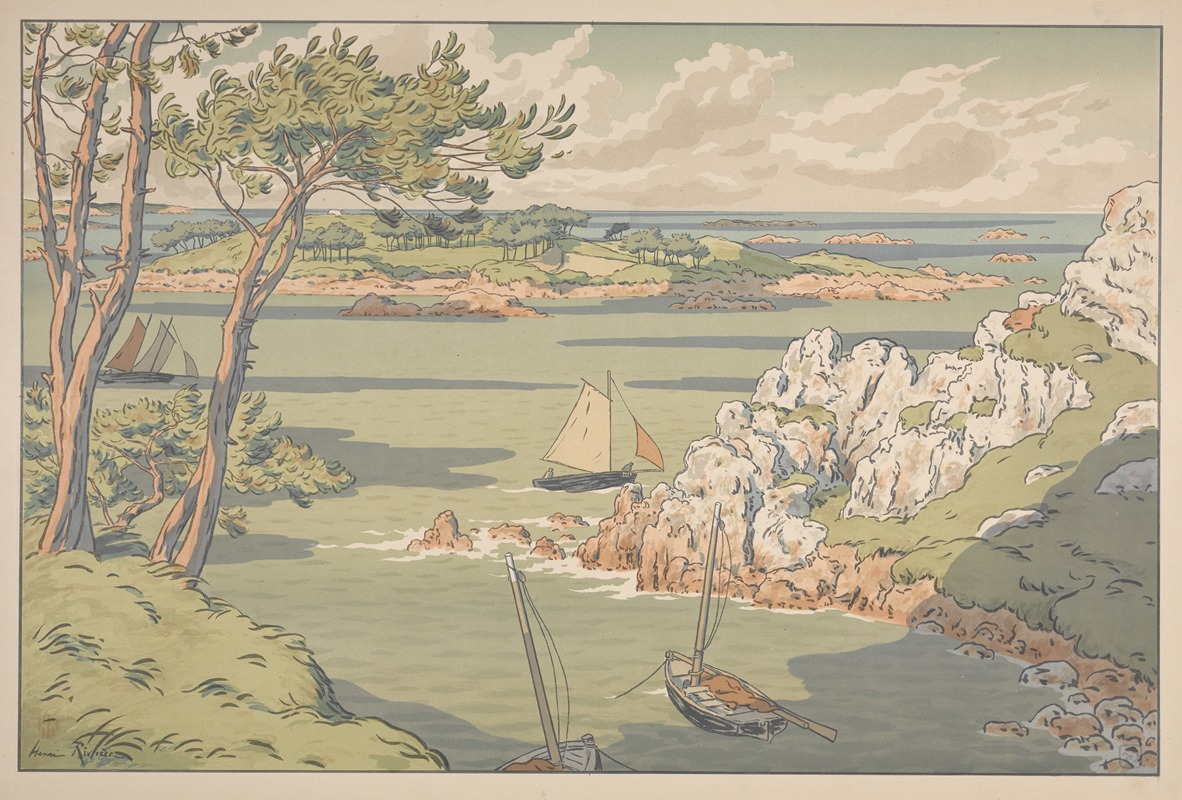 Henri Rivière's 'Aspects of Nature; The Island' captures a serene landscape with a focus on nature.