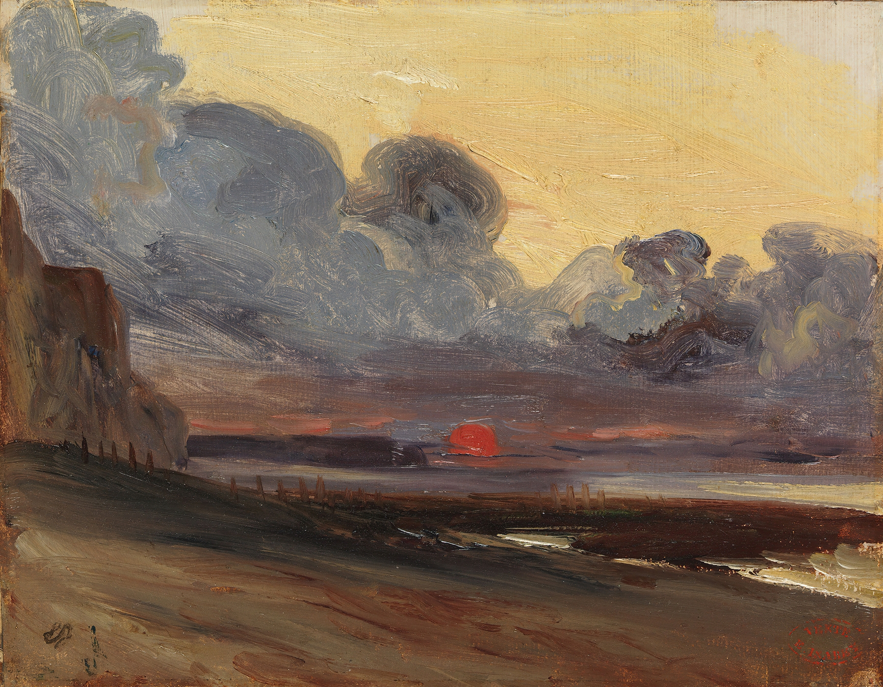 Sunset on the Normandy Coast, by Eugène Isabey, public domain