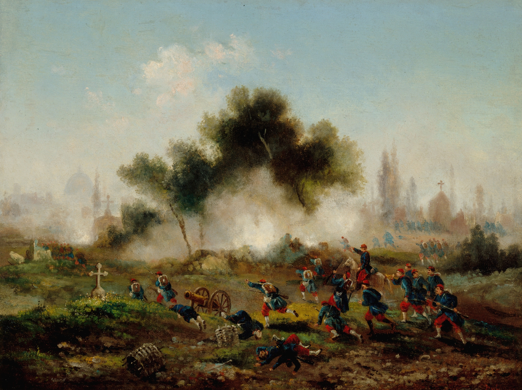 Historical scene depicting soldiers in vivid uniforms by Gustave Boulanger, oil painting