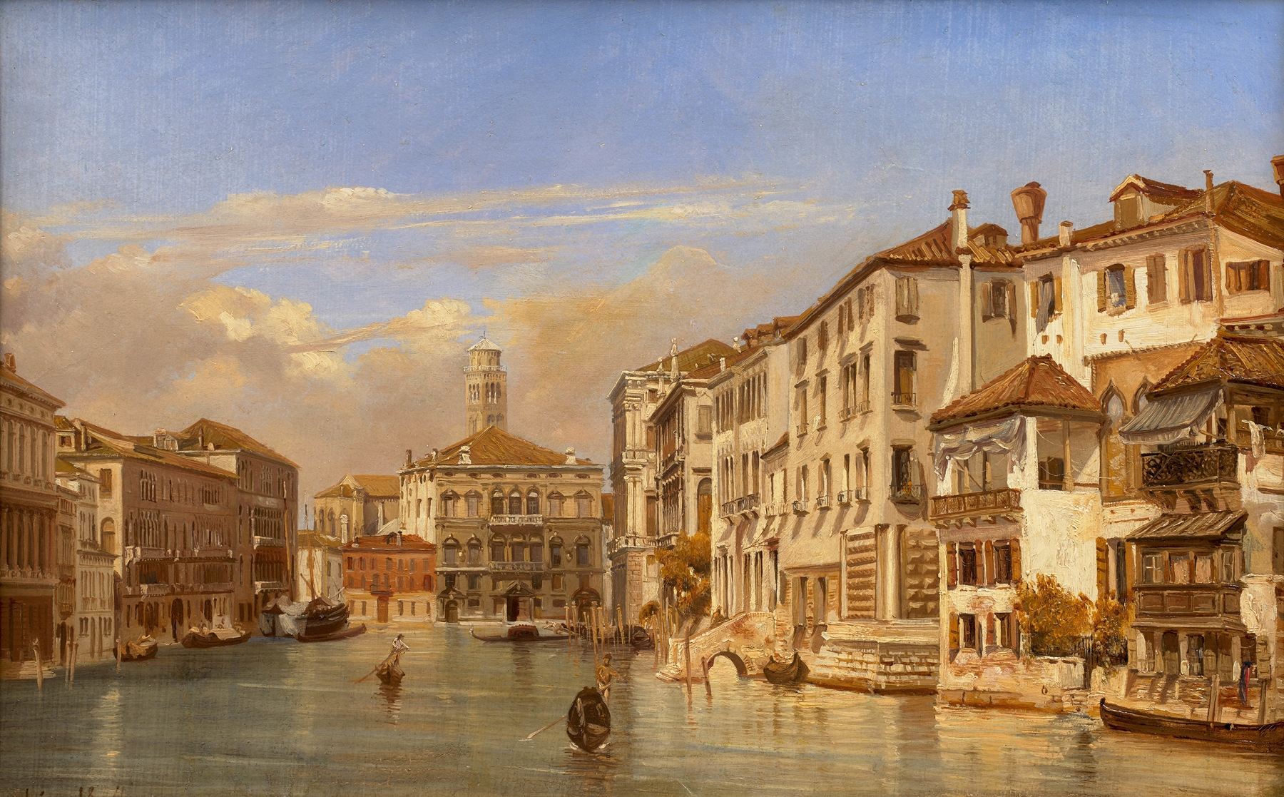 Gondoles sur le Grand canal, Venise, by Eugène Flandin, public domain