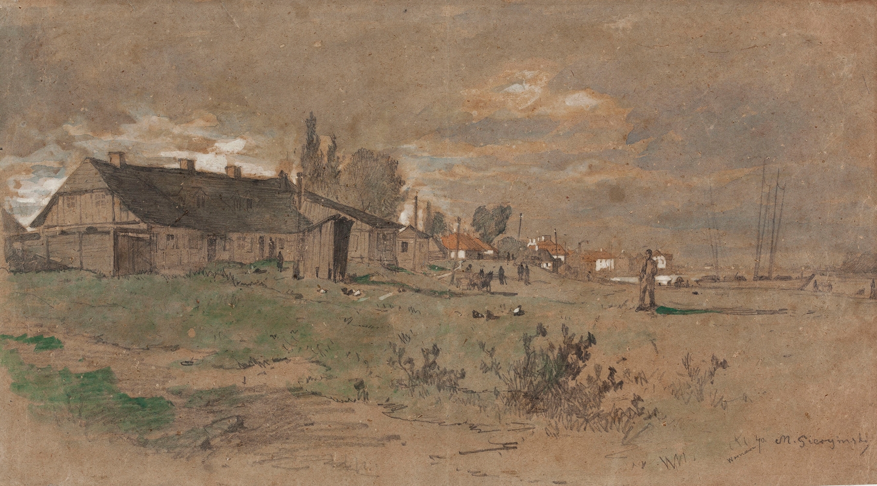 Powiśle in Warsaw, oil on canvas by Maksymilian Gierymski