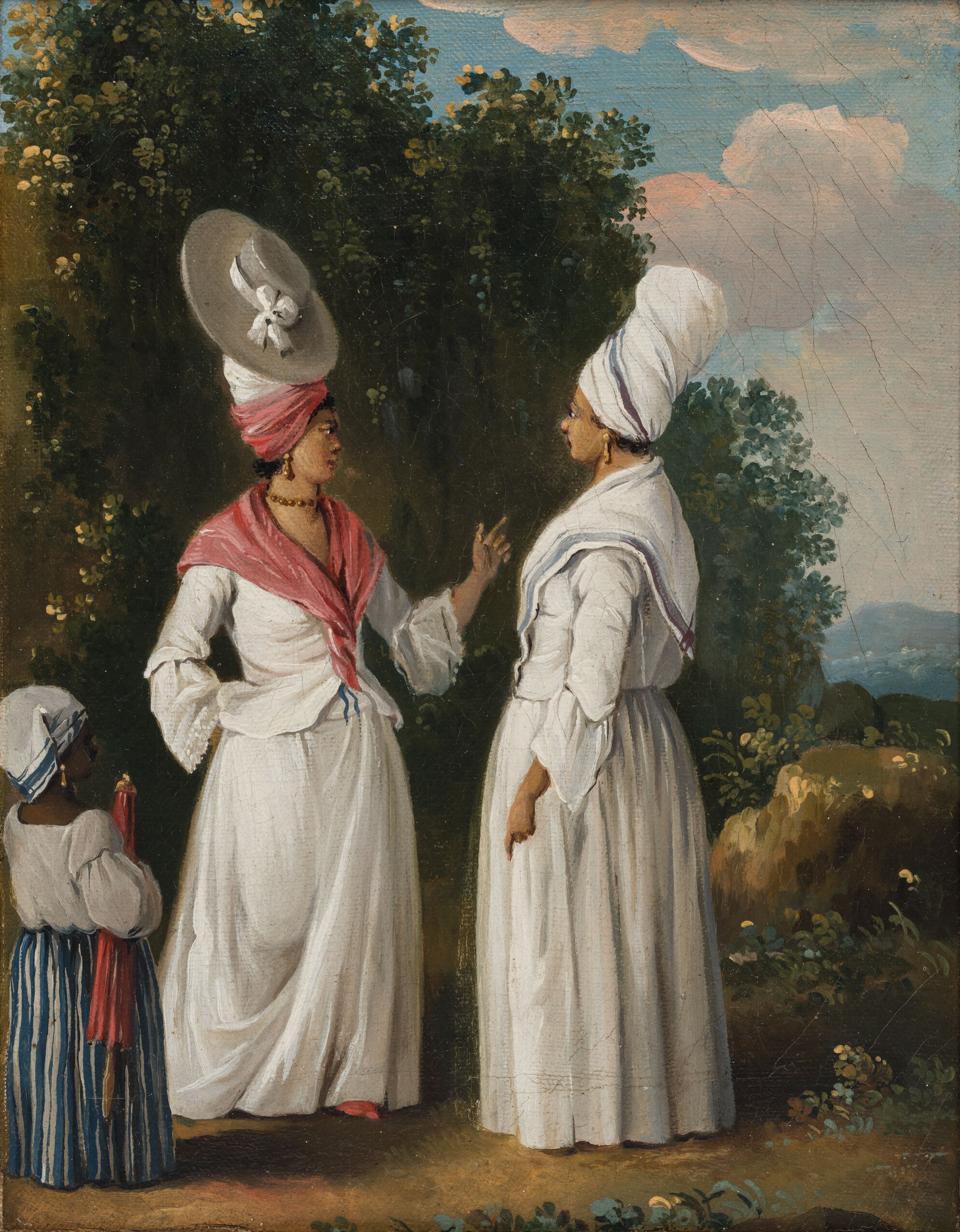 Francophone Women of Color and a Young Attendant, Dominica [French Mulatresses of Dominica in their Proper Dress], by Agostino Brunias, public domain